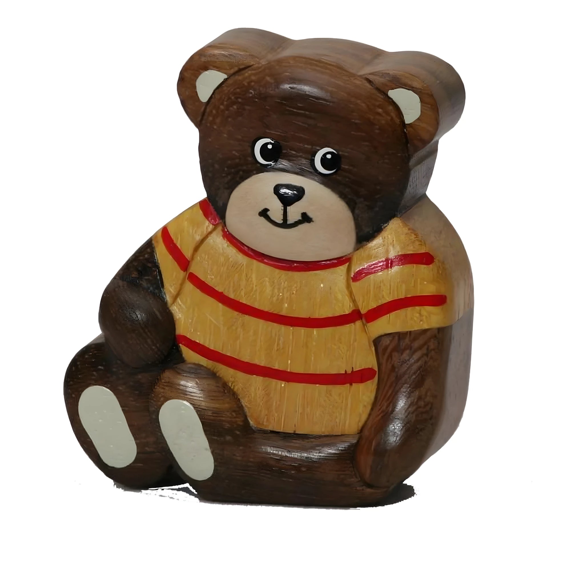 Ourson en bois stylisé de 5 cm : Art artisanal du Val Gardena