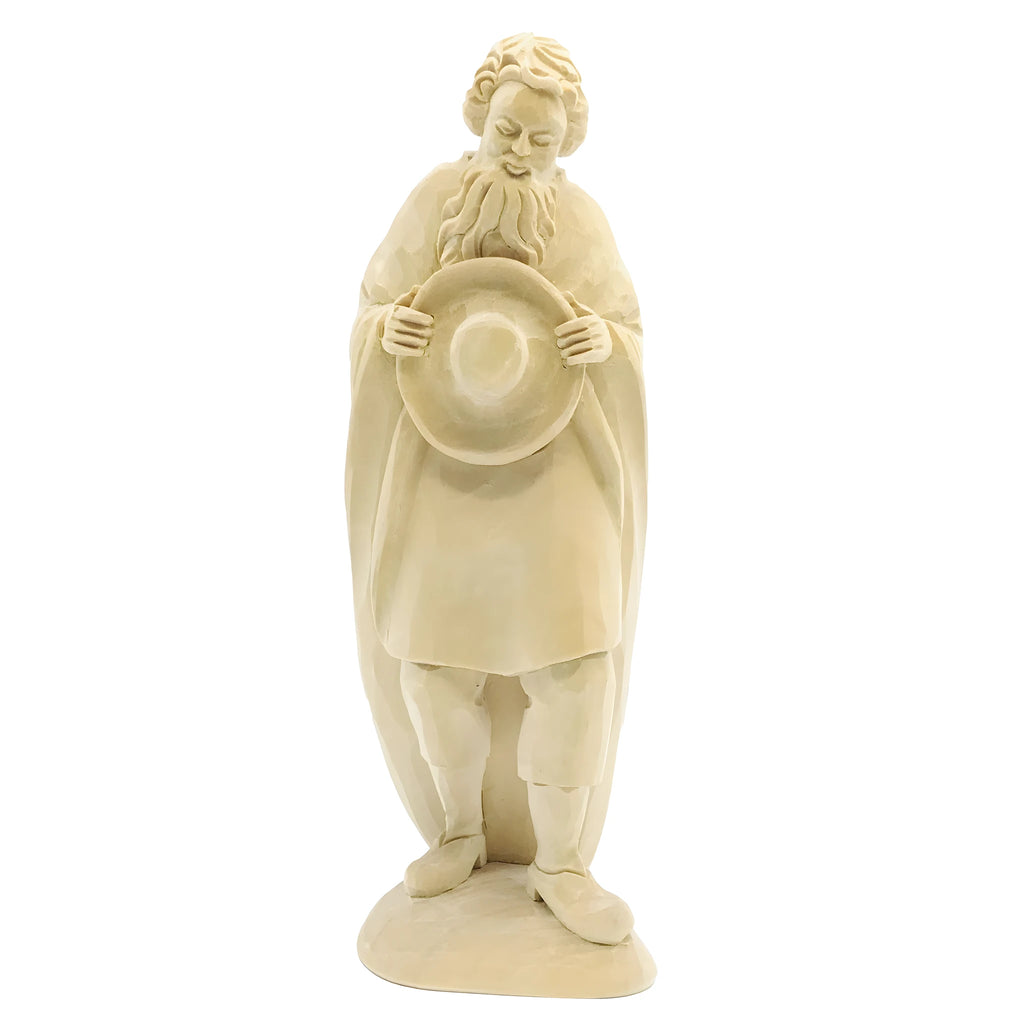 Pastore Contemplativo con Ciotola in Legno – Scultura Val Gardena