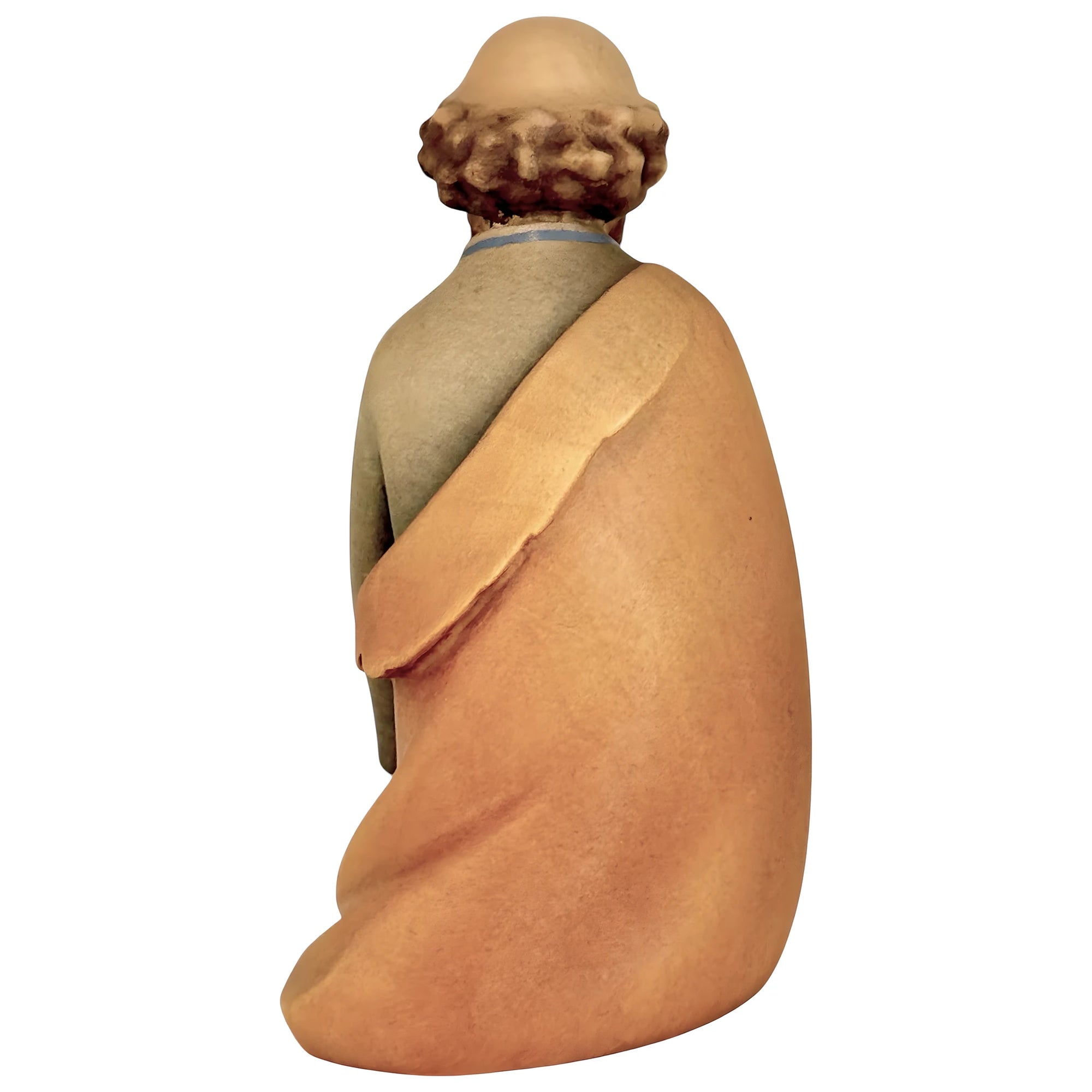 Kneeling Shepherd with Lambs | Wooden Statue from Val Gardena