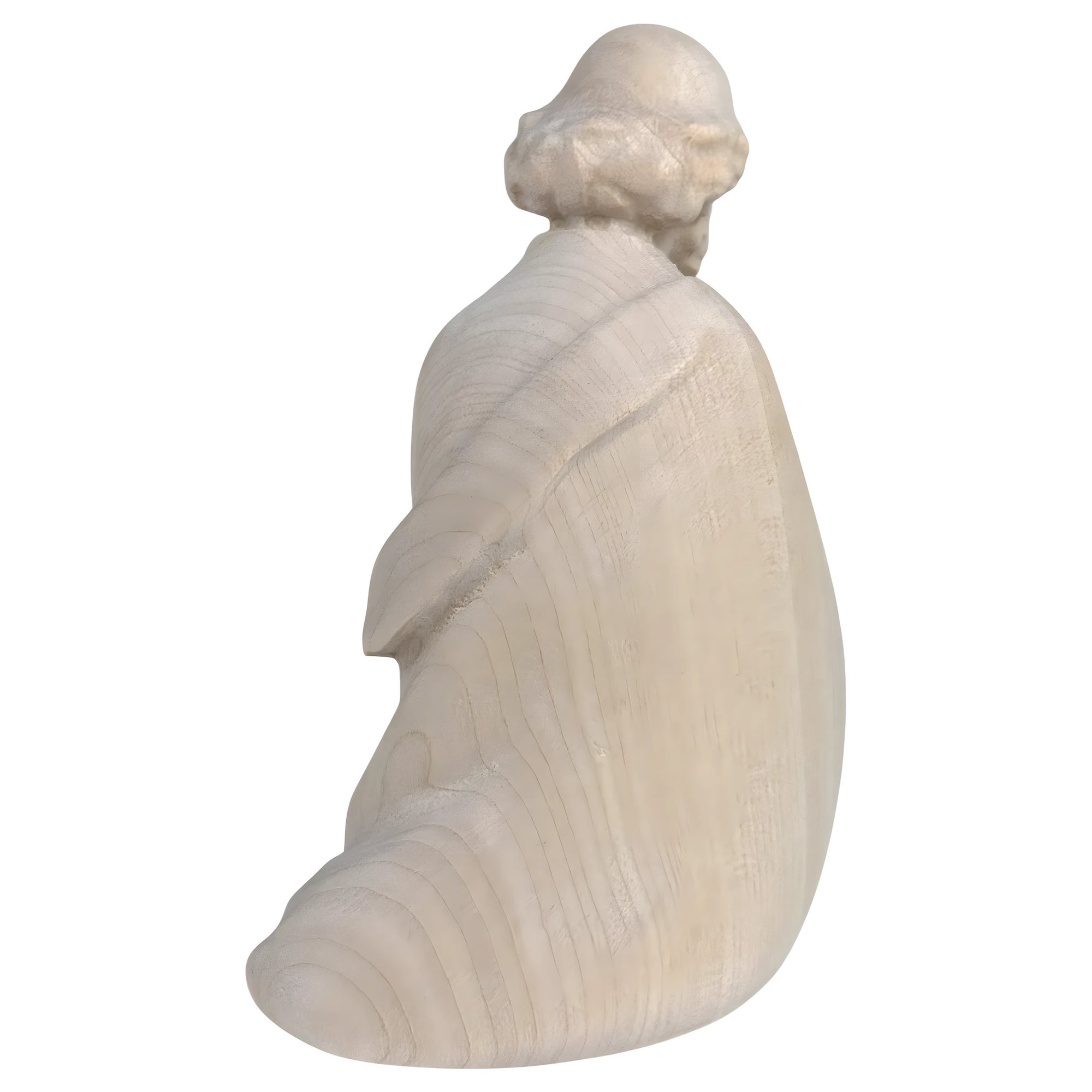 Kneeling Shepherd with Lambs | Wooden Statue from Val Gardena