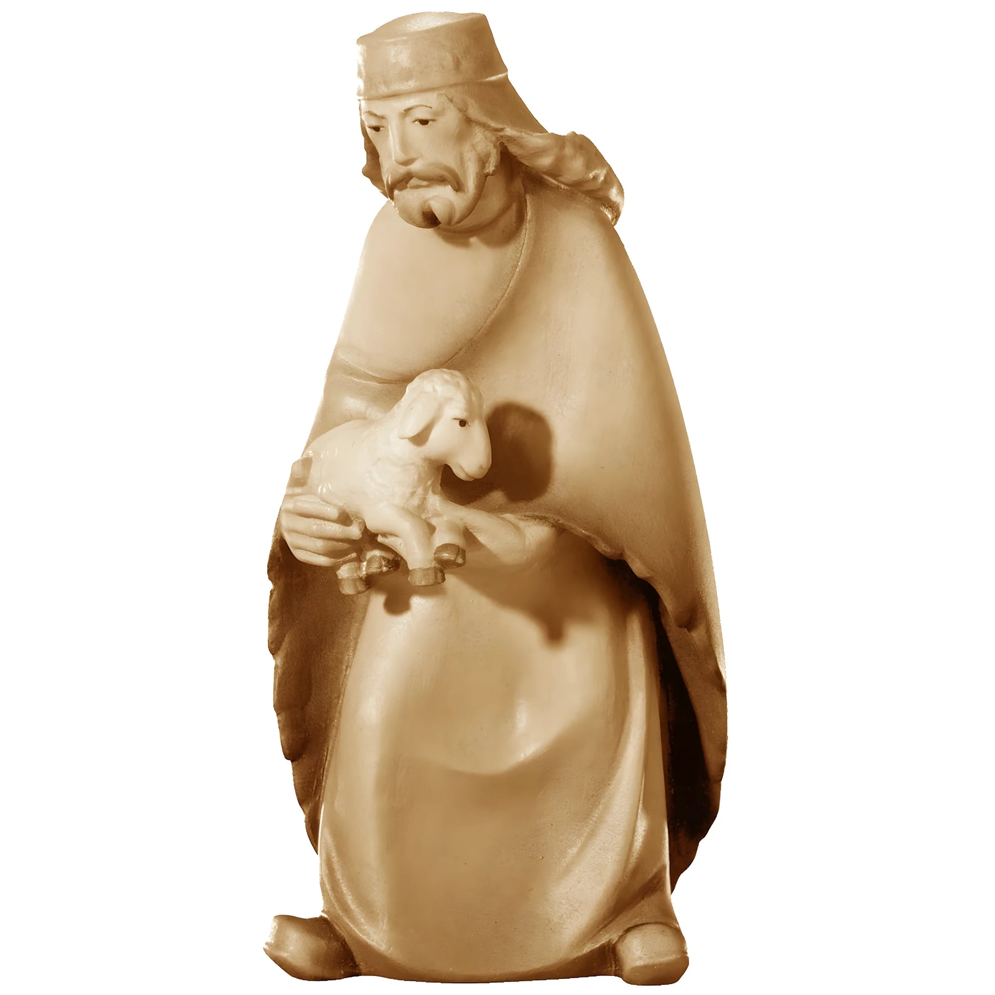 Shepherd with Lamb in Maple Wood for Artisan Nativity Scene