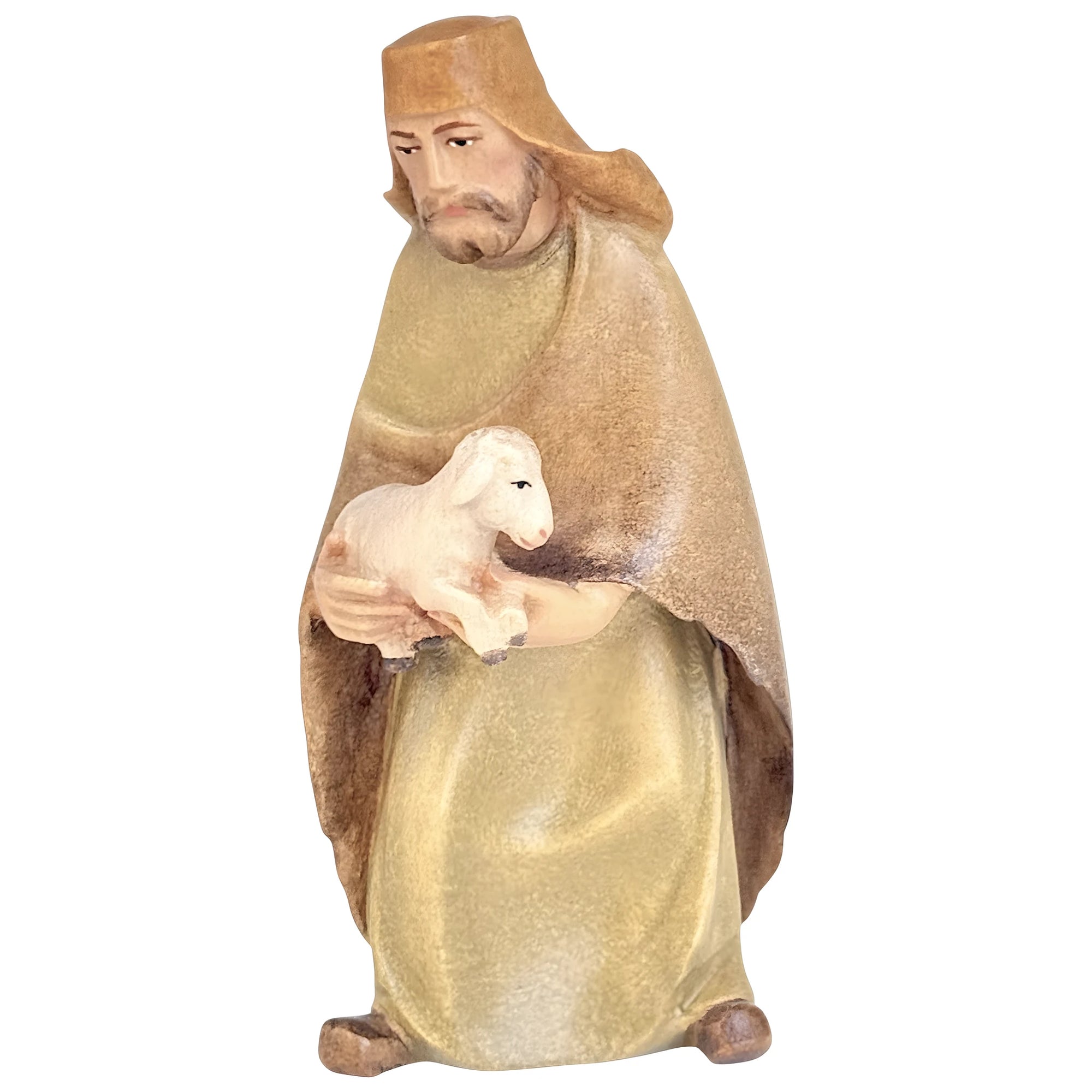 Shepherd with Lamb in Maple Wood for Artisan Nativity Scene