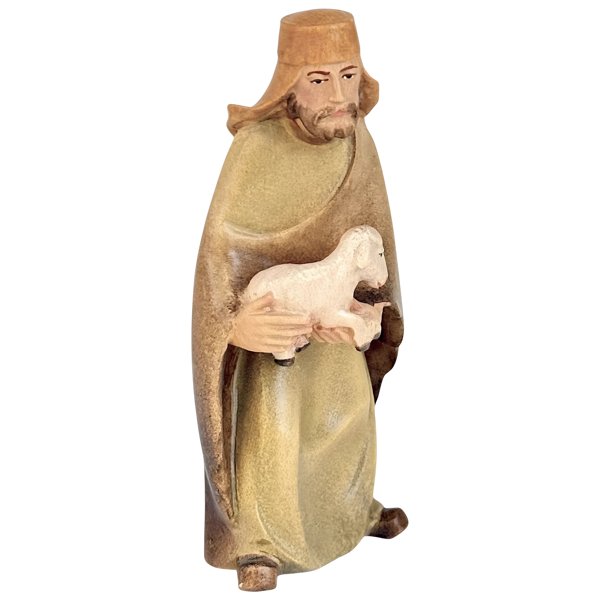 Shepherd with Lamb in Maple Wood for Artisan Nativity Scene