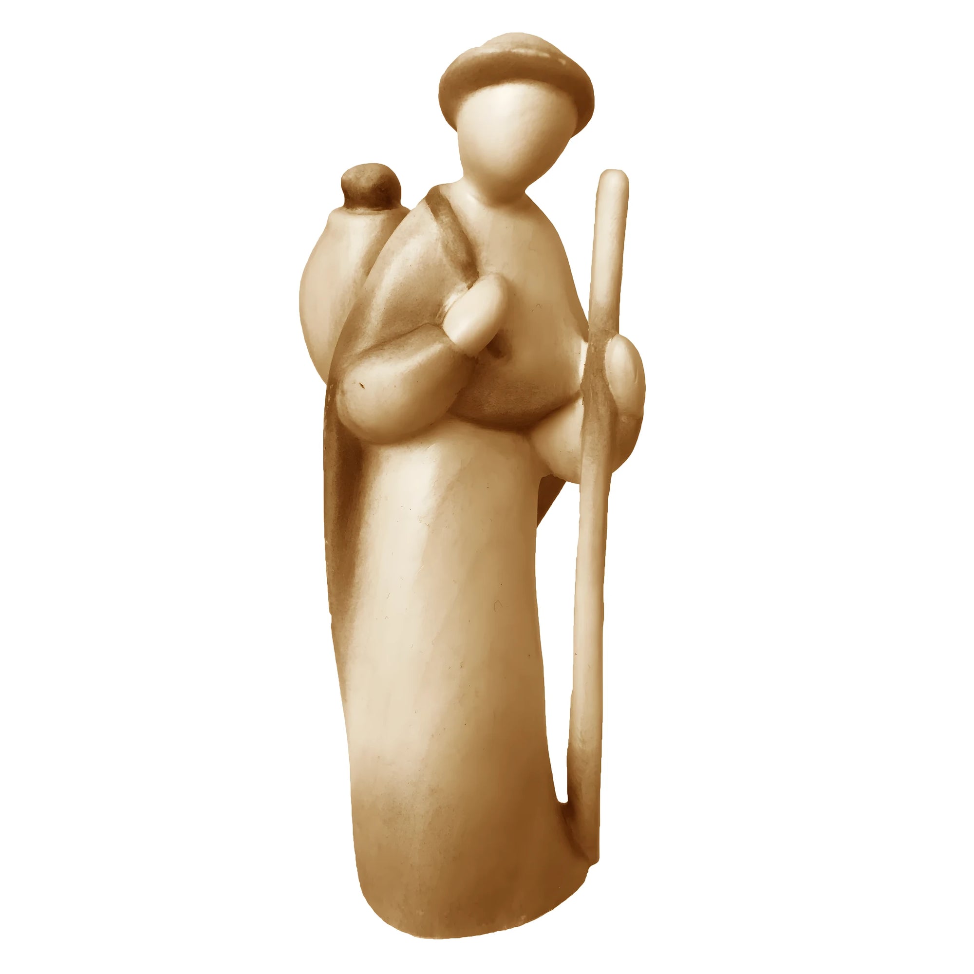 Pastore con Bastone in Legno d'Acero Artigianato Val Gardena