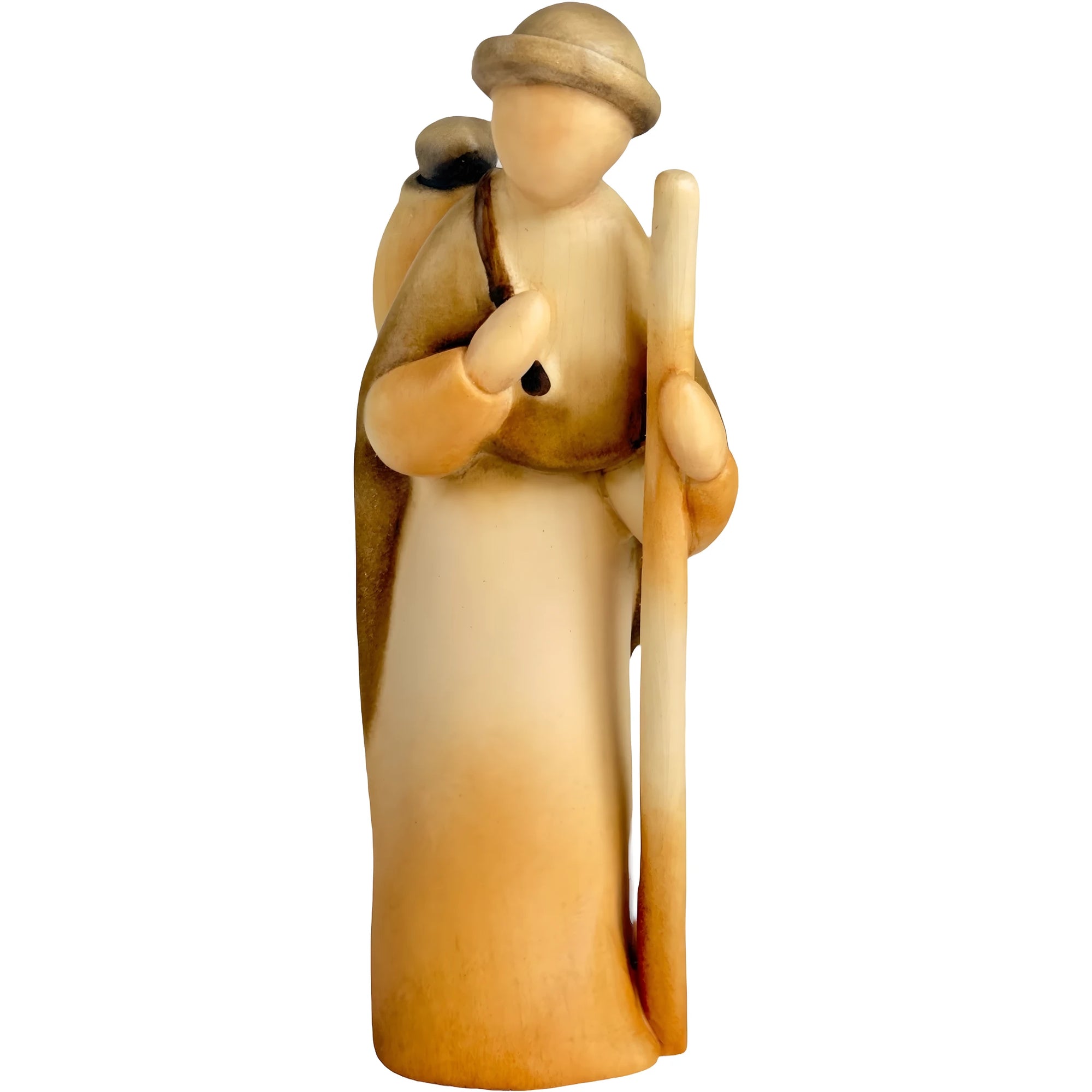 Pastore con Bastone in Legno d'Acero Artigianato Val Gardena