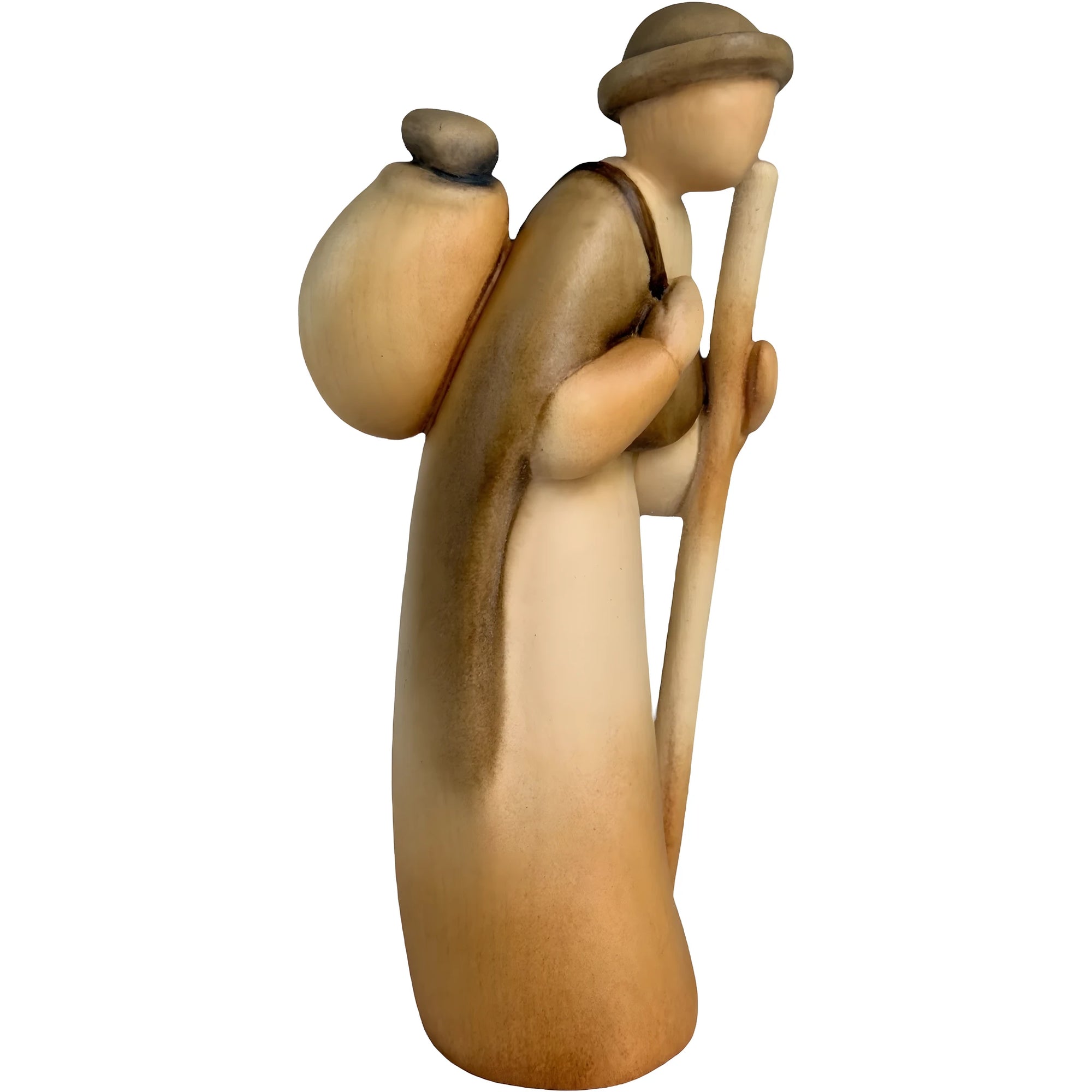 Pastore con Bastone in Legno d'Acero Artigianato Val Gardena