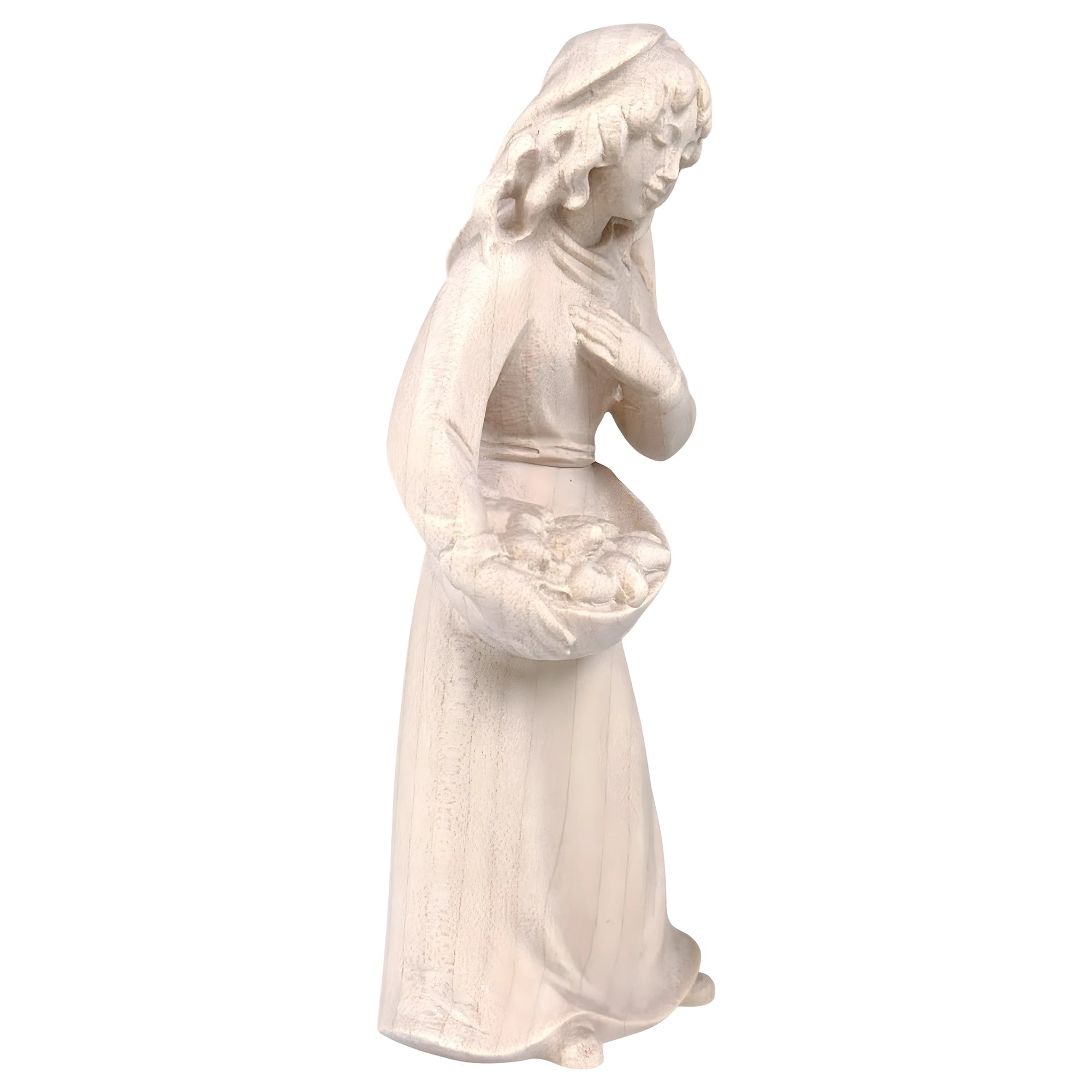 Abundance Shepherdess, Maple Wood Sculpture for Val Gardena nativity scene