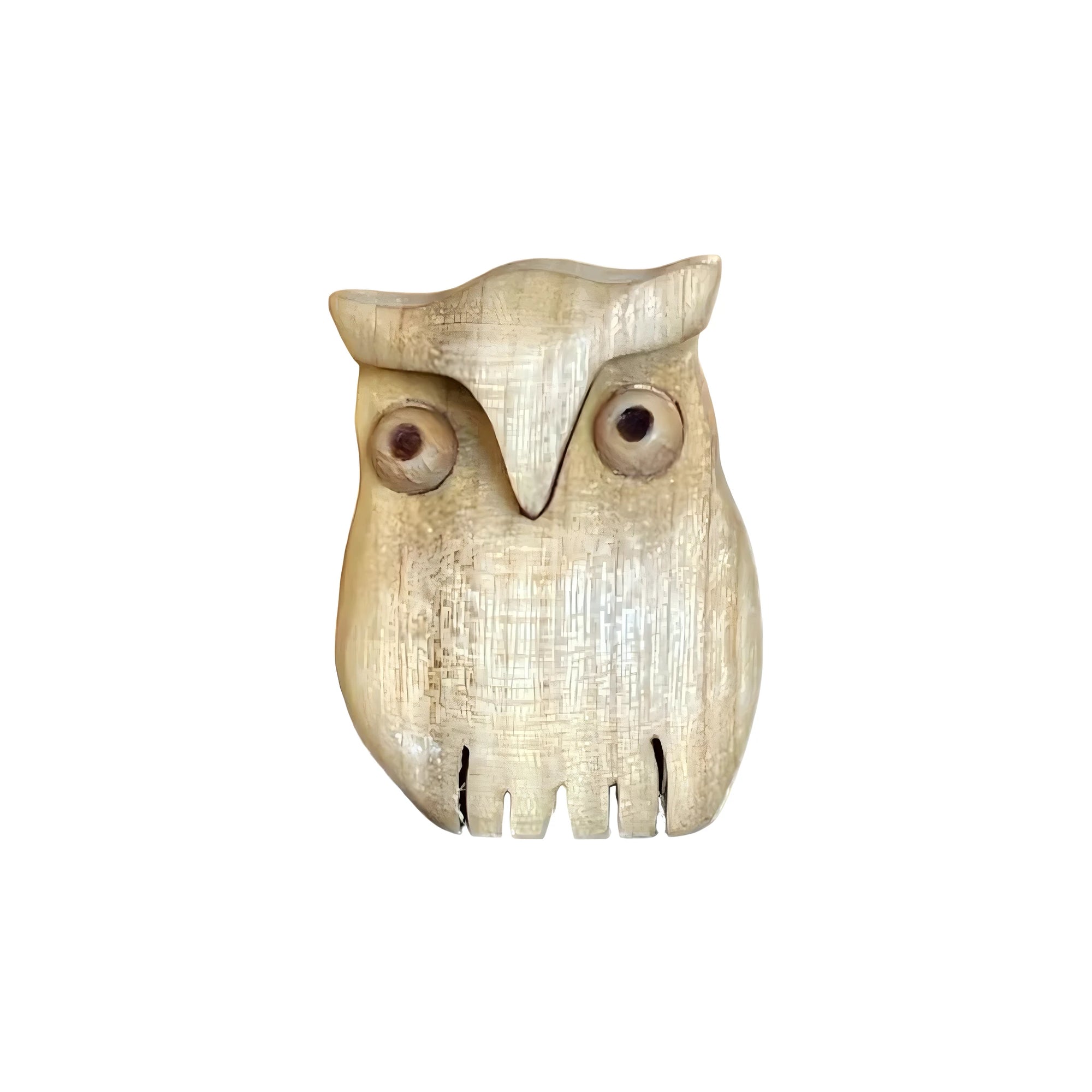 Piccolo Gufo Stilizzato Scultura in Legno d'Acero della Val Gardena