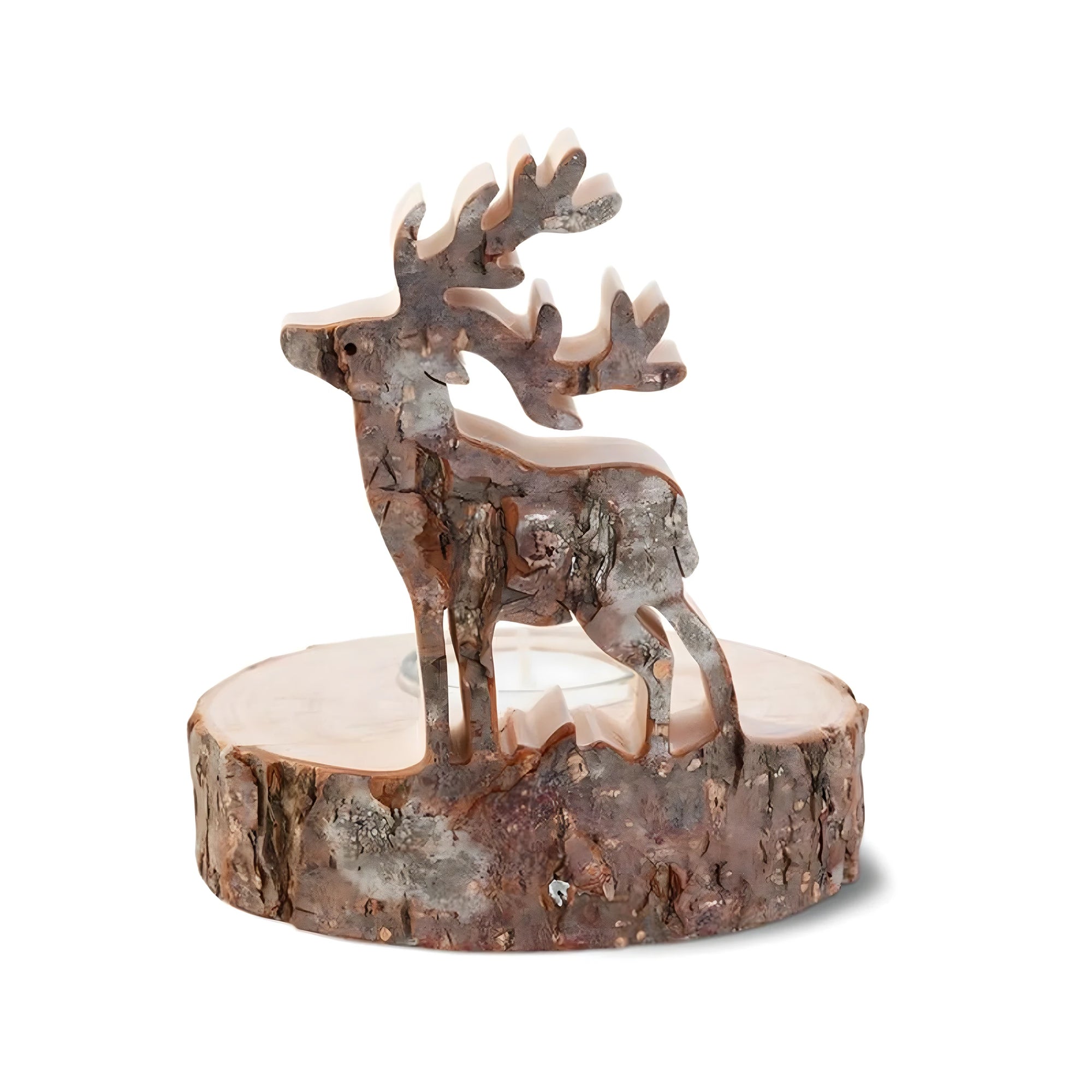 Tea Light with Deer in wood