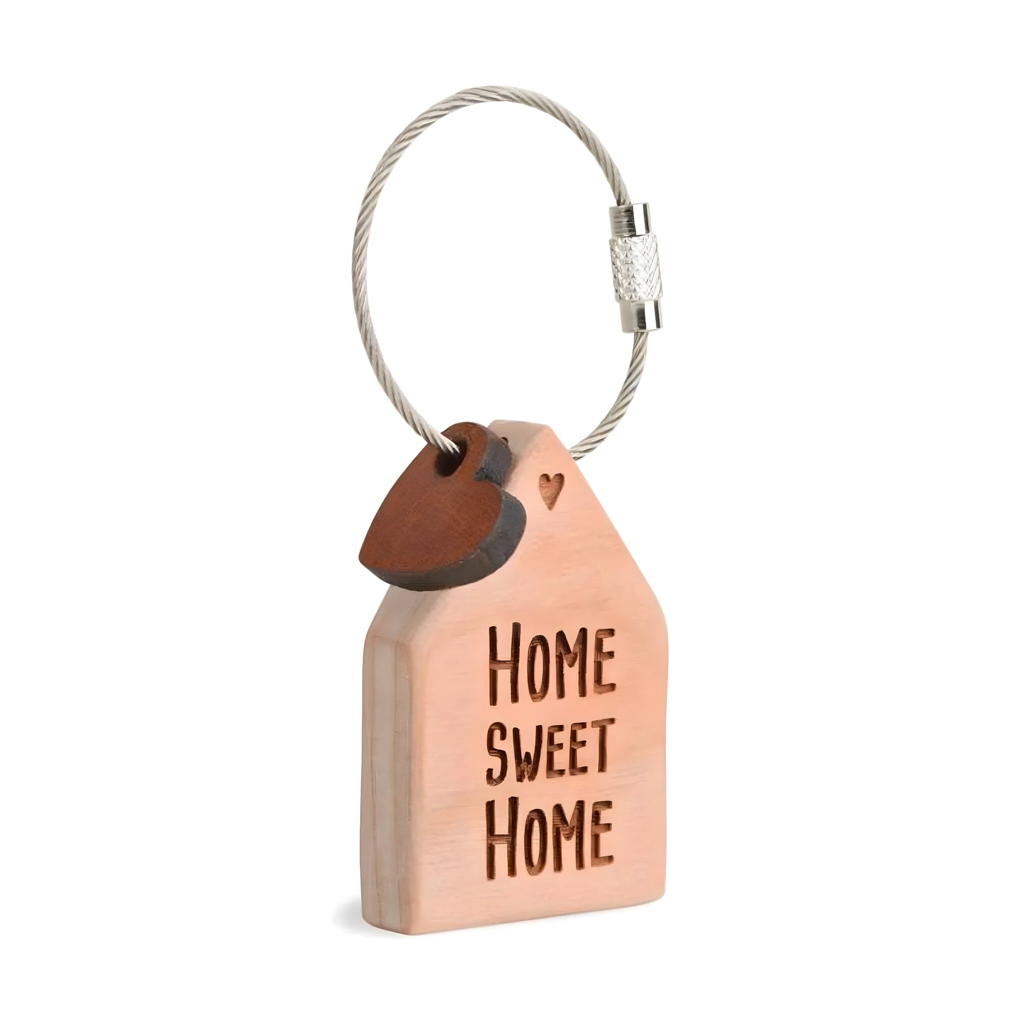 Home Sweet Home" Handmade Wooden Keychain | Double Heart Charm