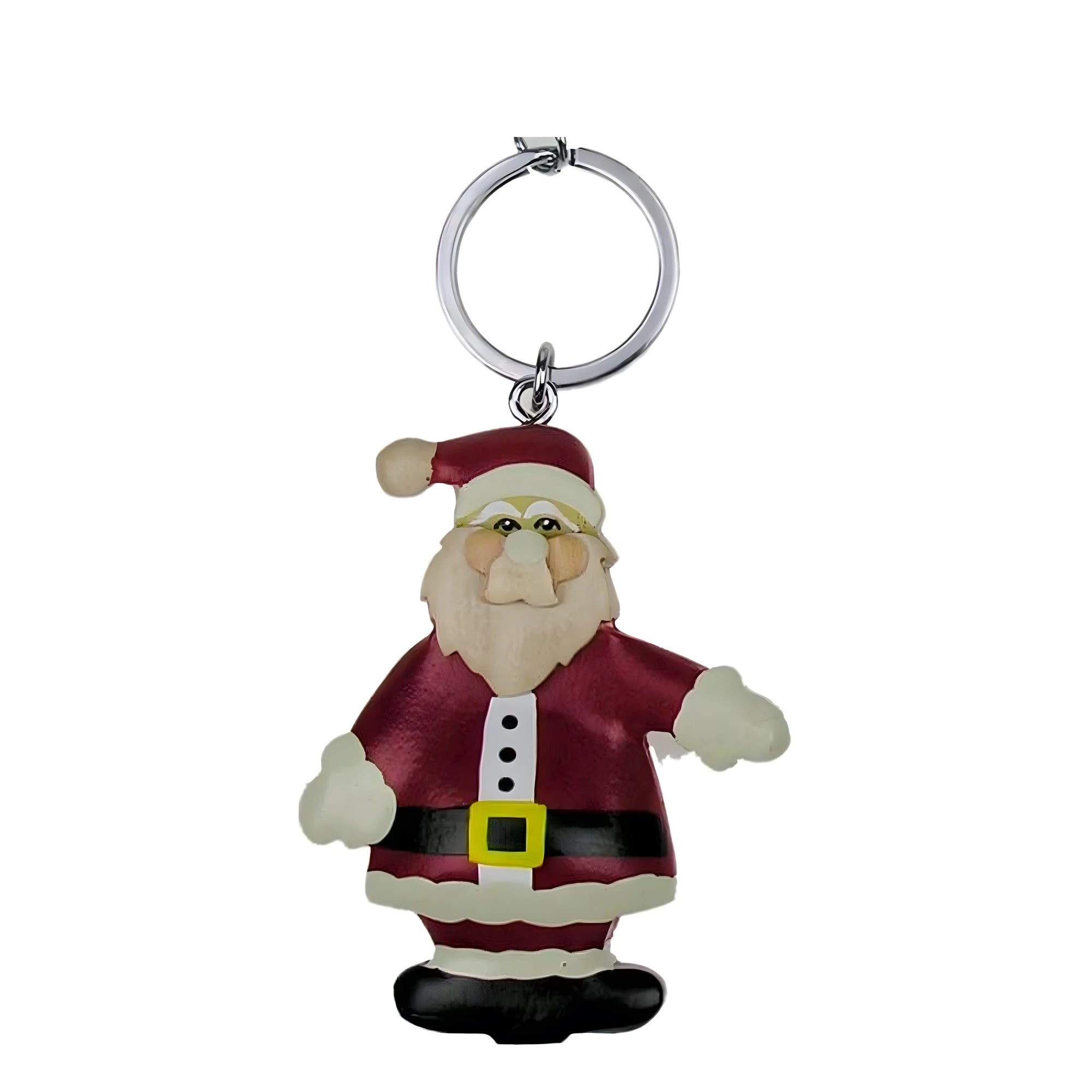 Stylized Maple Wood Santa Claus Keychain - Handcrafted Christmas Gift
