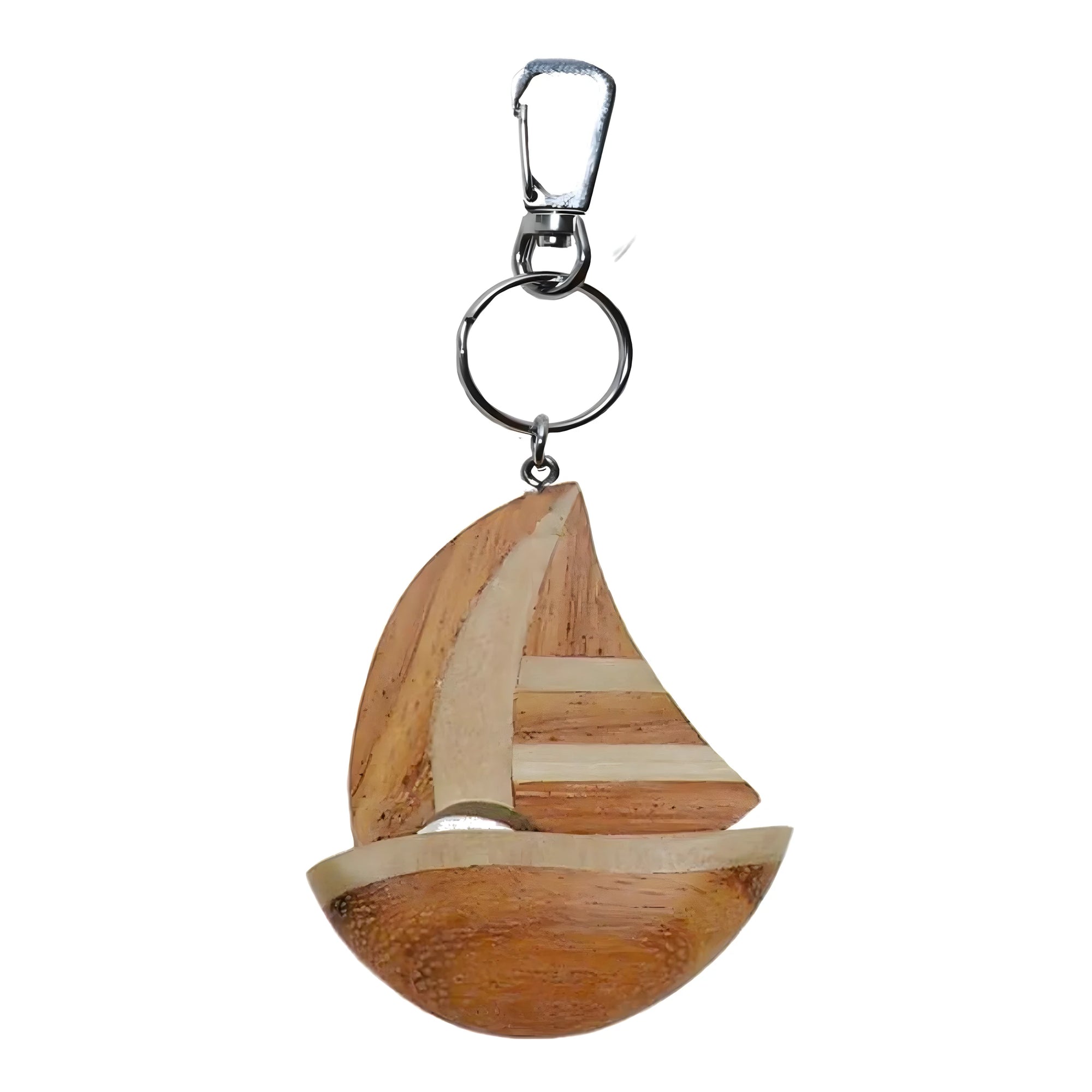 Maple Wood Inlaid Sailboat Keychain | Nautical Collection