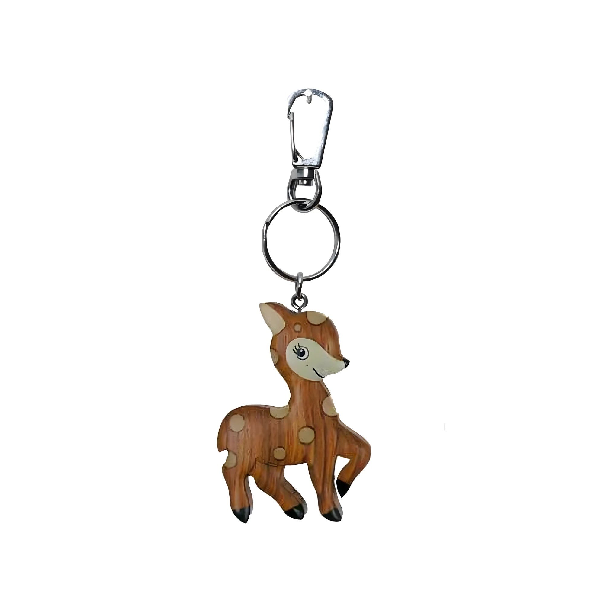 Stylized Fawn Keyring in Val Gardena Maple Wood