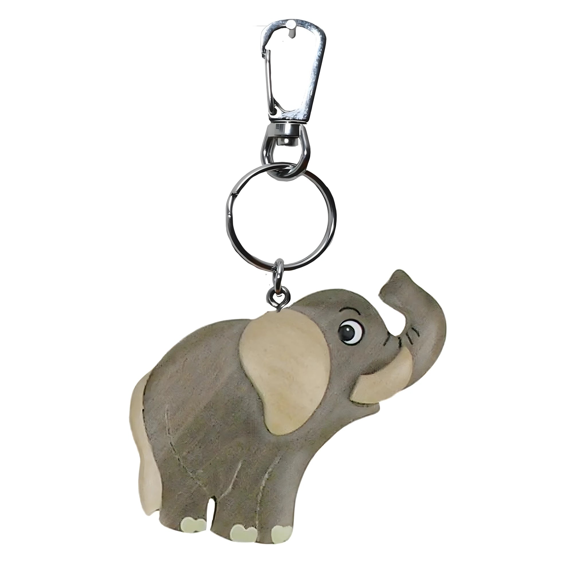 Stylized Elephant Keychain in Maple Wood Val Gardena Craftsmanship