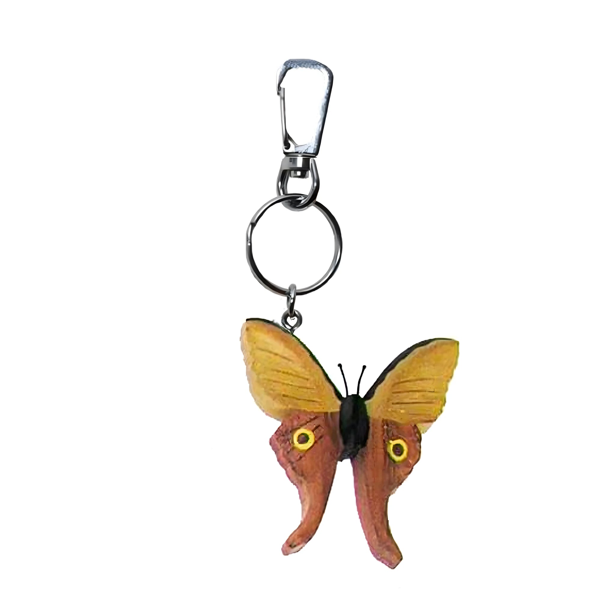 Hand-Carved Maple Wood Butterfly Keychain