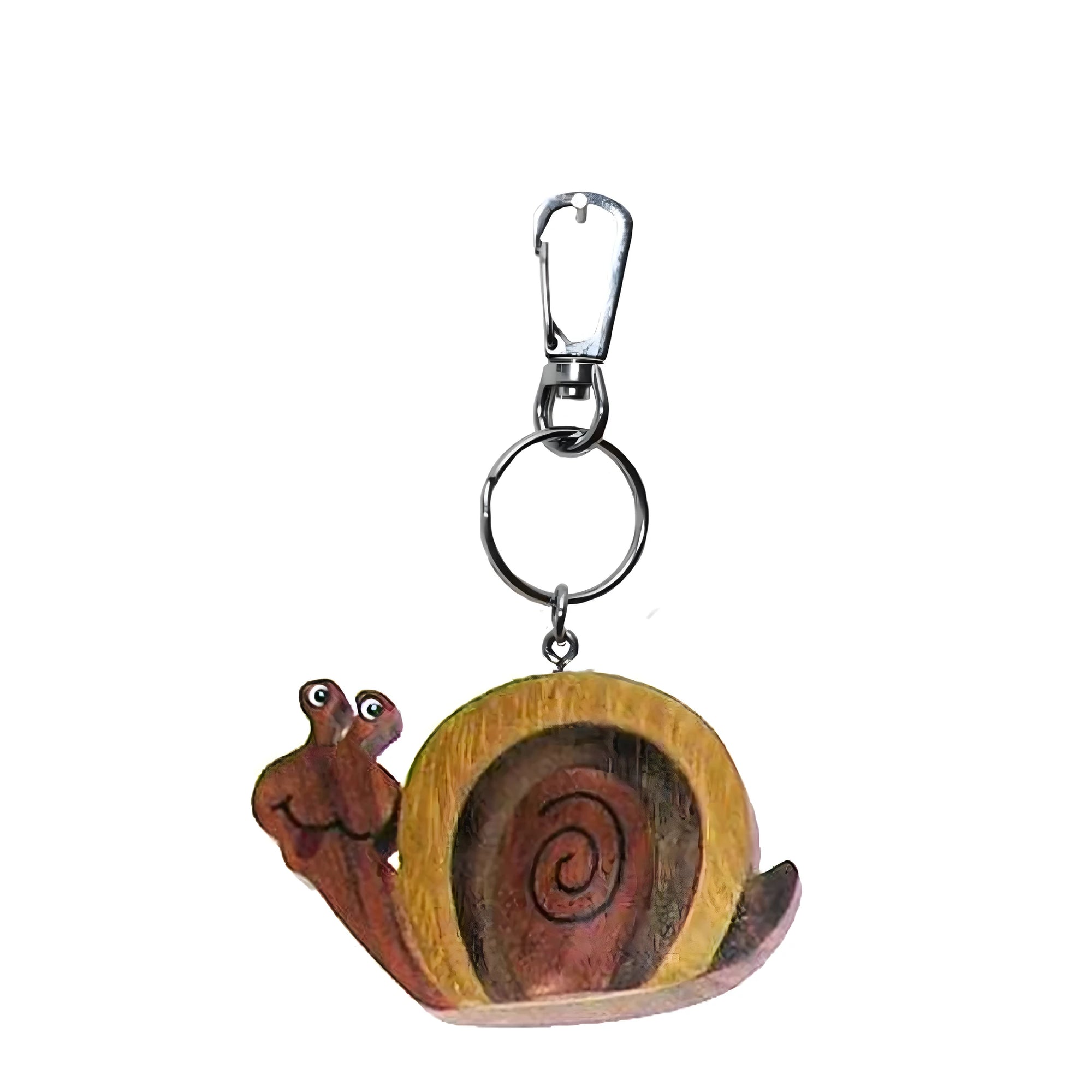 Smiling Snail Keychain in Maple Wood from Val Gardena