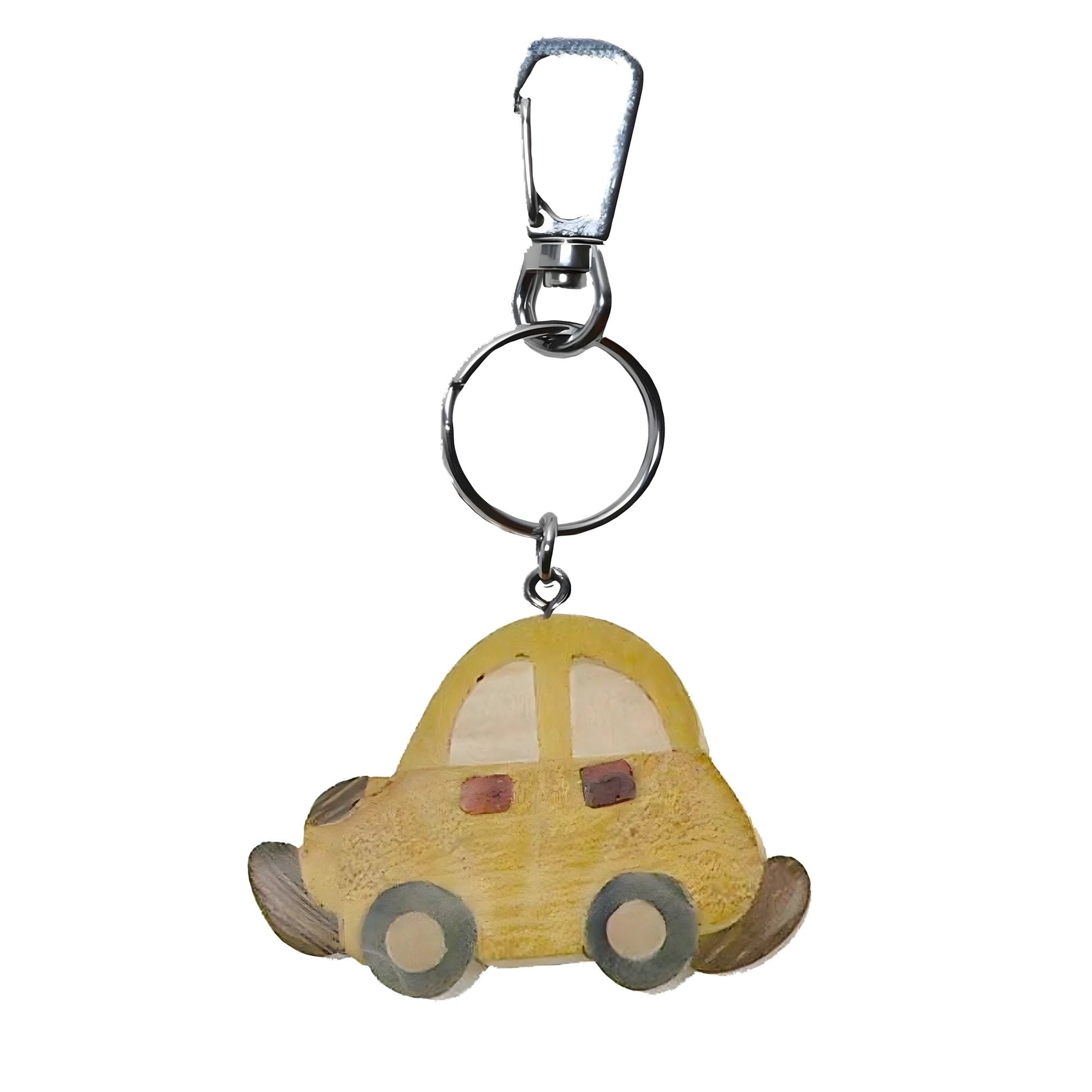 Porte-clés Petite Voiture en Bois d'Érable Sculptée à la Main