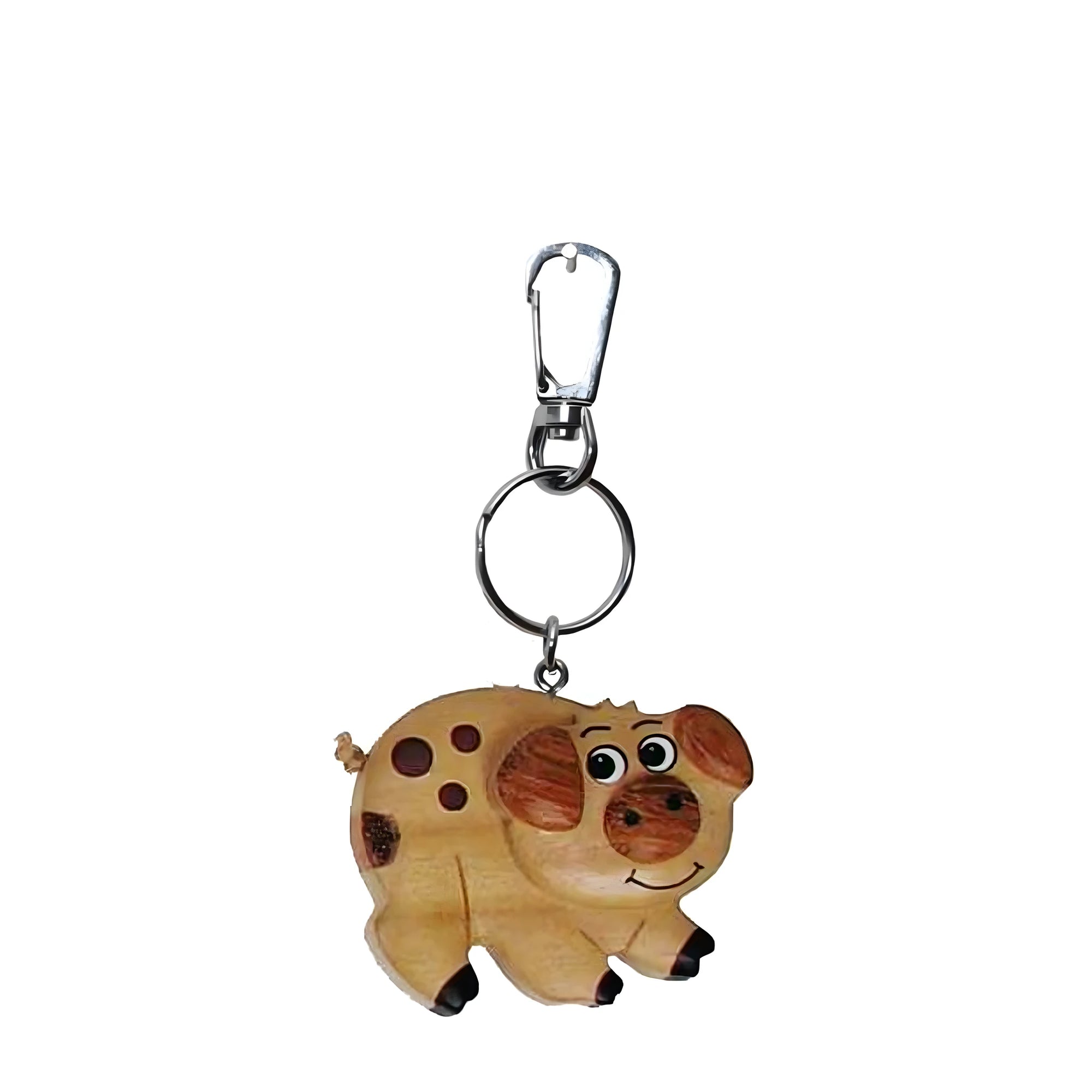Hand-carved Wooden Pig Keychain | Symbol of Luck and Joy