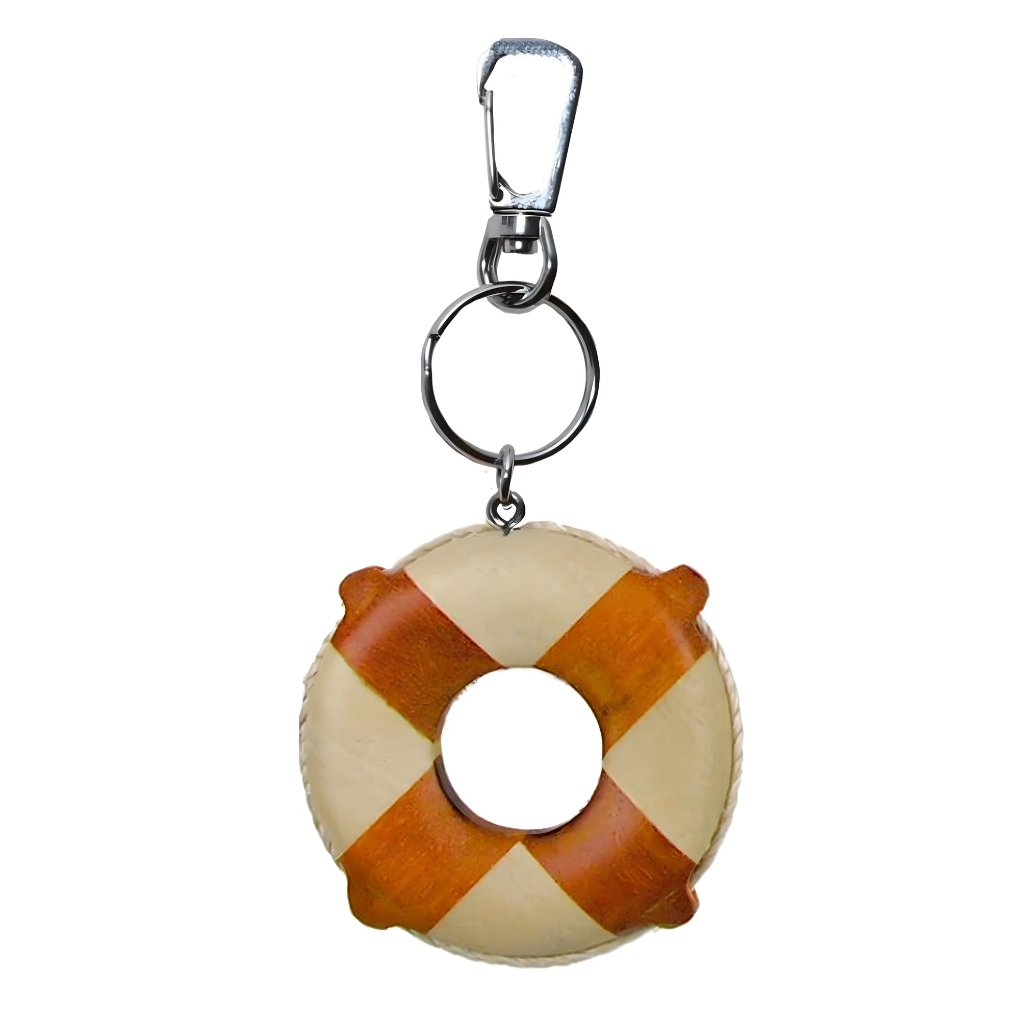 Porte-clés Bouée de Sauvetage Nautique en Bois d'Érable Artisanal