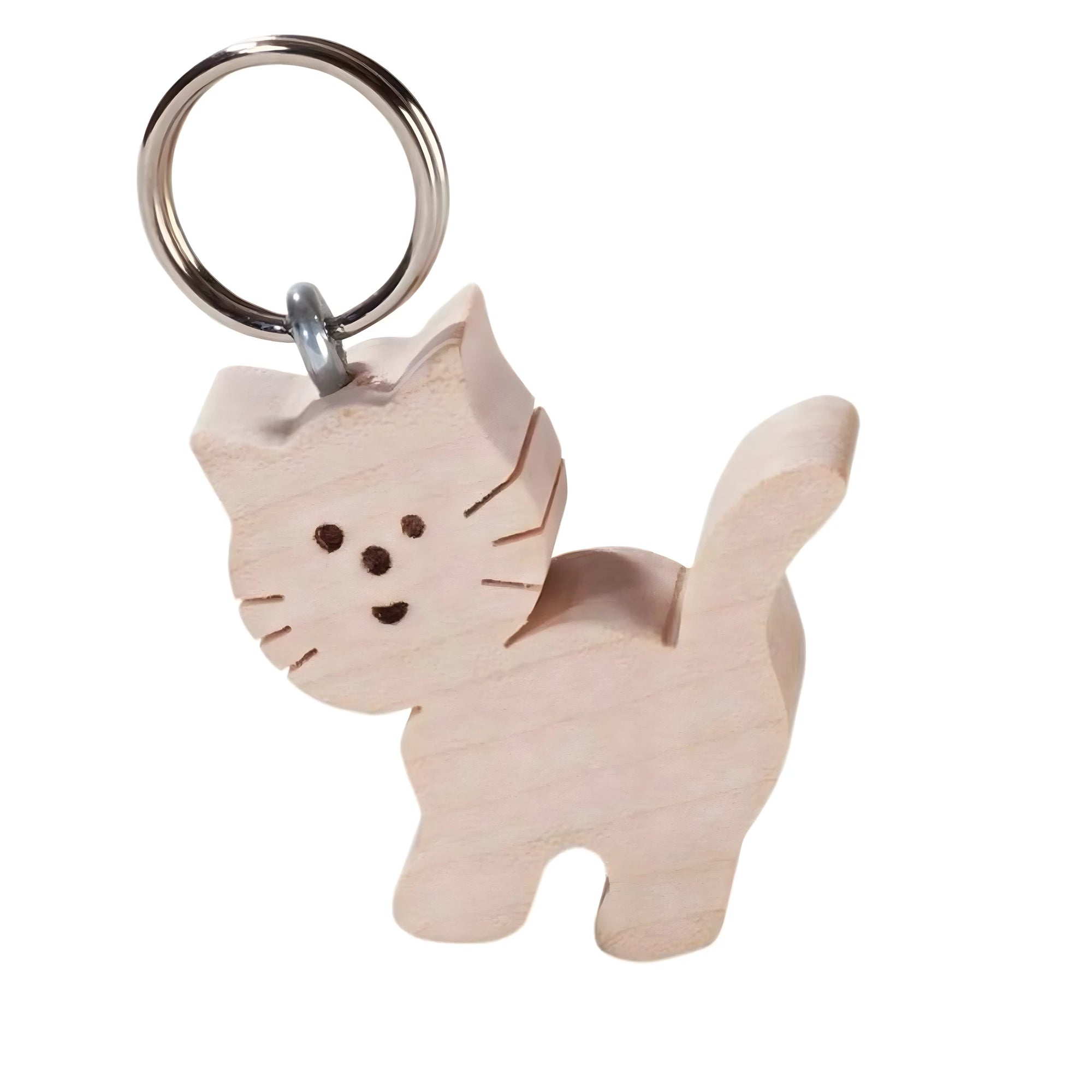 Maple Wood Kitten Keychain | Val Gardena Handicraft