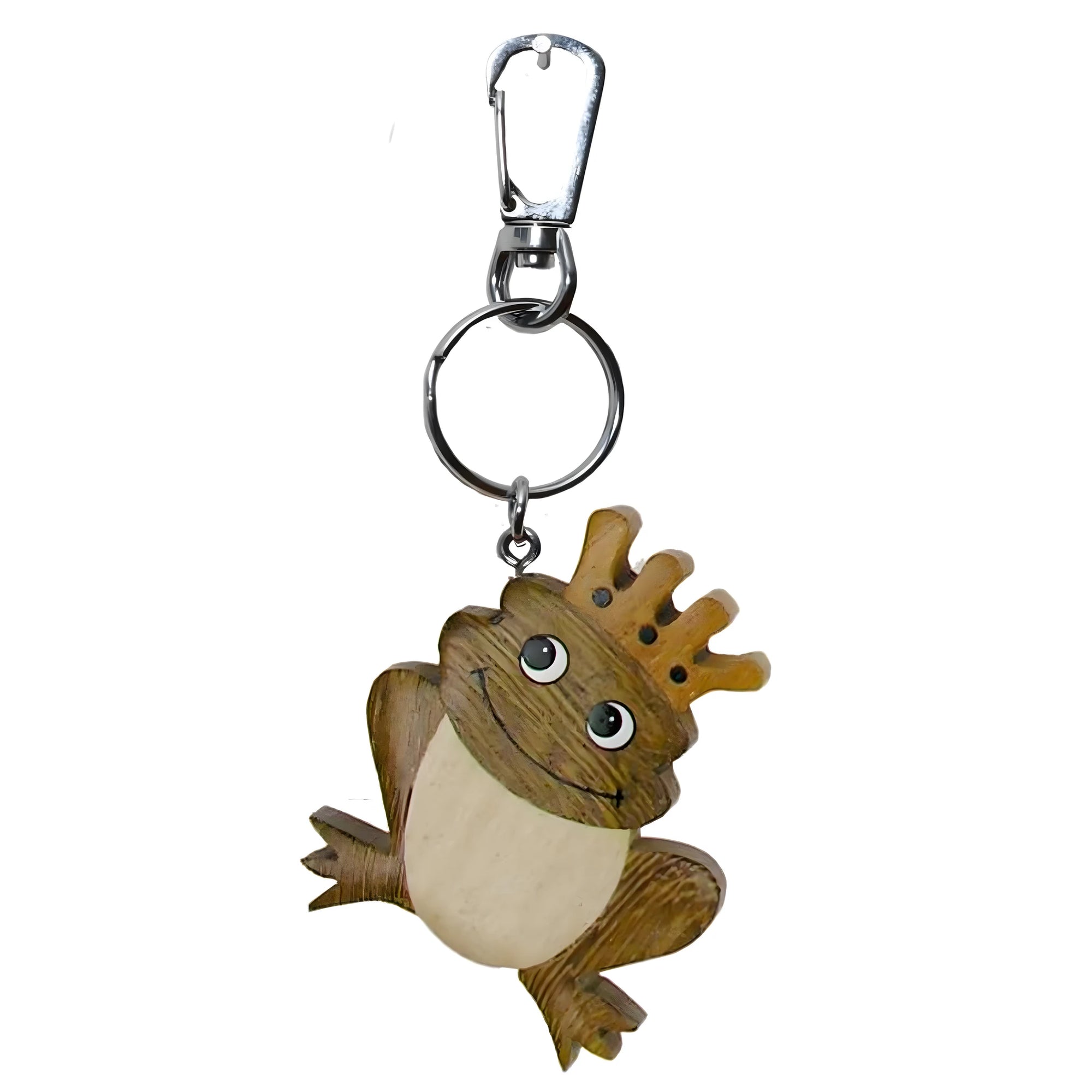 Frog Prince" Hand-Carved Wooden Keychain 6 cm