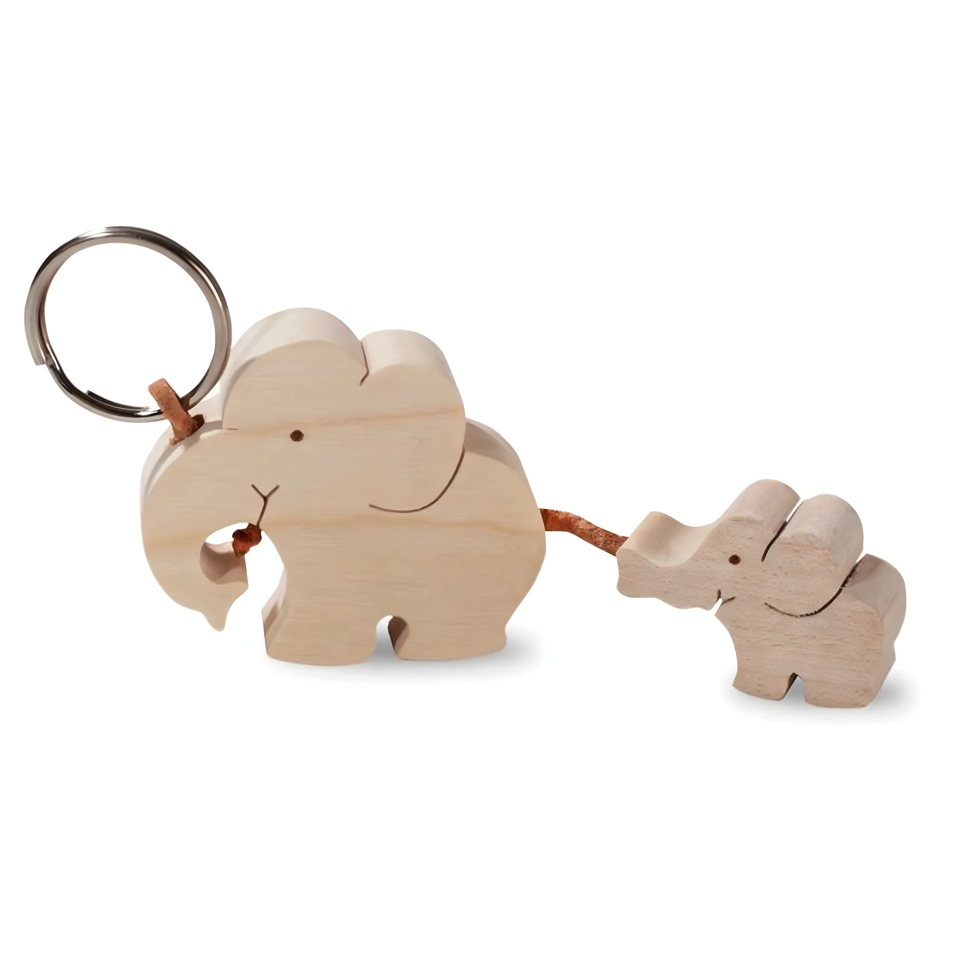 Maple Wood Keychain: Pair of Stylized Val Gardena Elephants