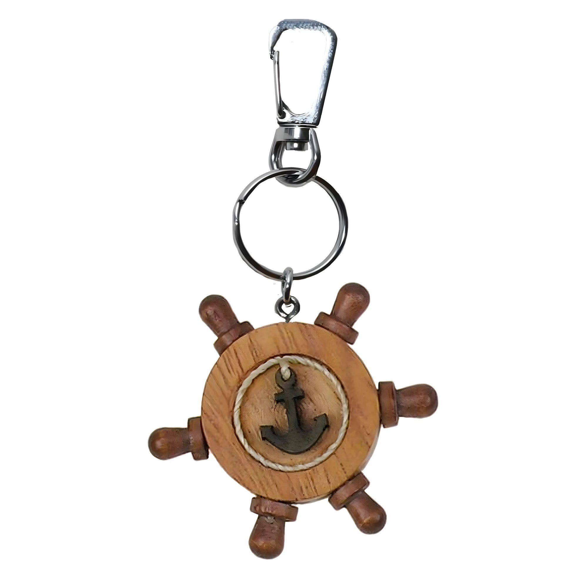 Porte-clés en bois Gouvernail et Ancre – Artisanat Val Gardena
