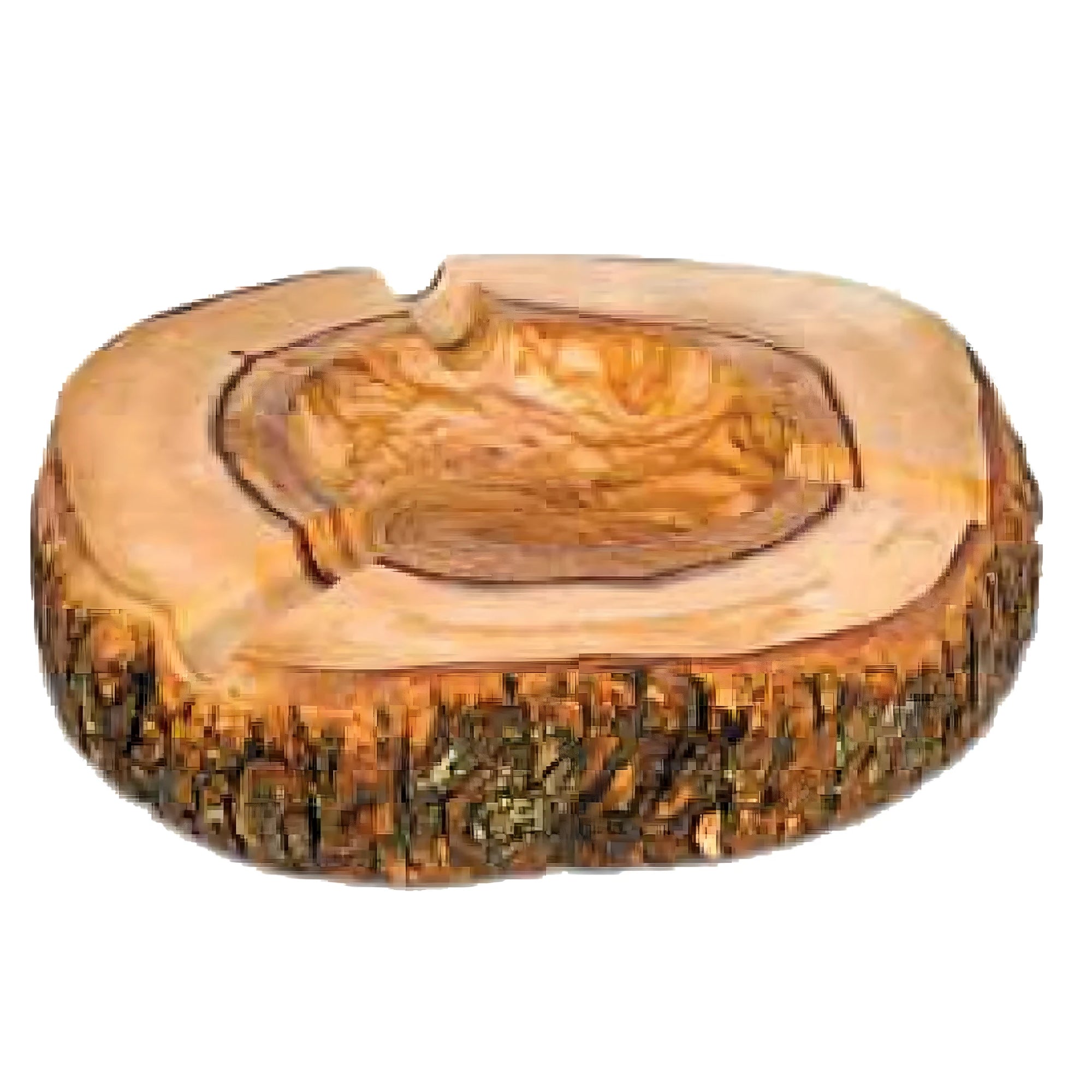Handcrafted olive wood ashtray with natural bark