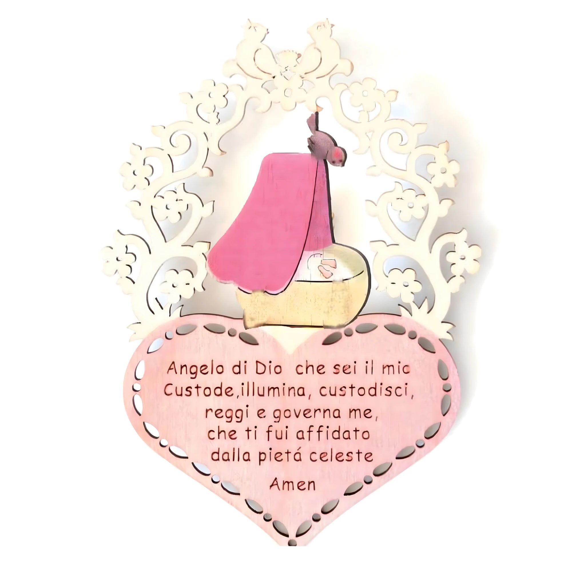 Guardian Angel Prayer for Crib in Artisan Val Gardena Wood
