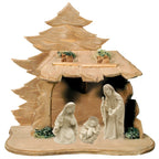 Handmade Nativity Scene Holy Family with Rustic Wooden Stable from Val Gardena