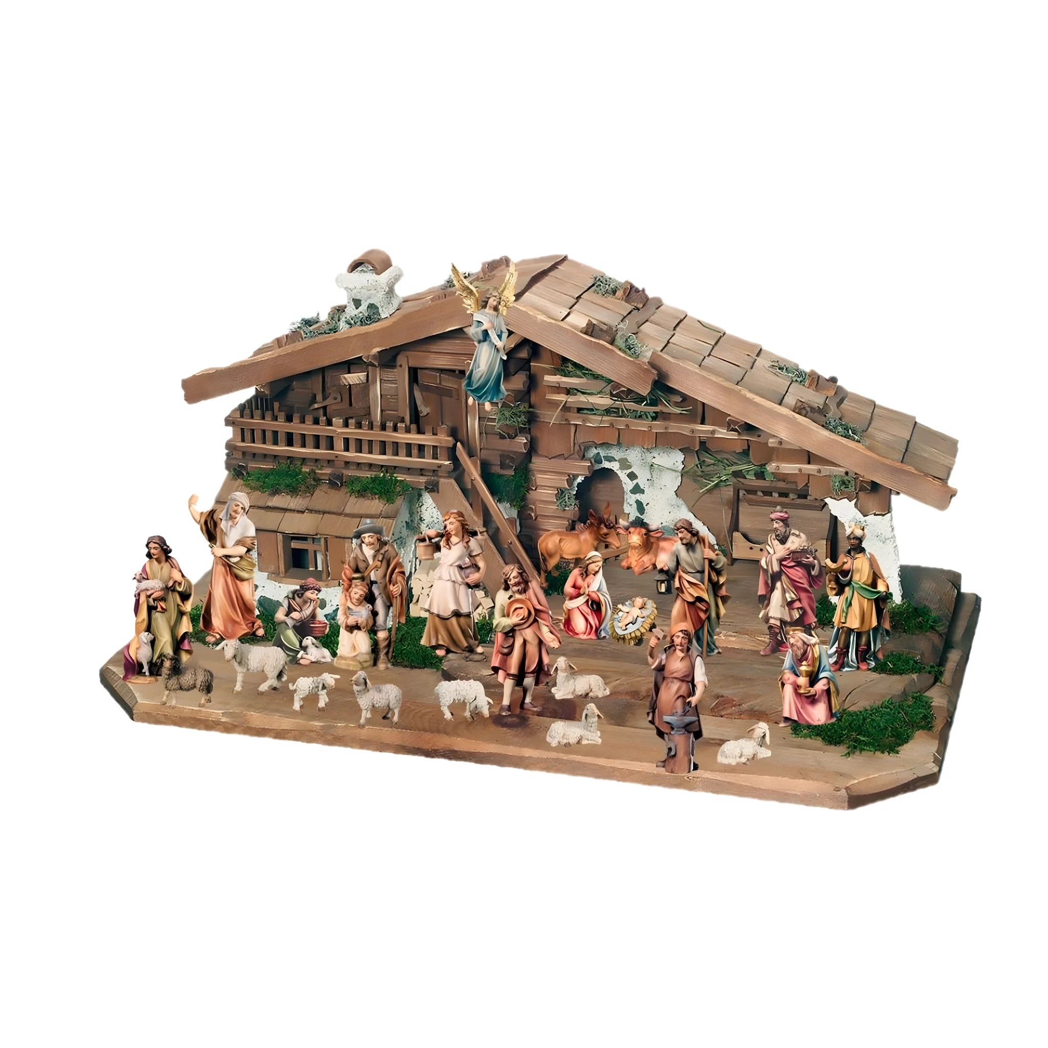 Presépio Completo Artesanal de Madeira de Acer da Val Gardena com Caba ...