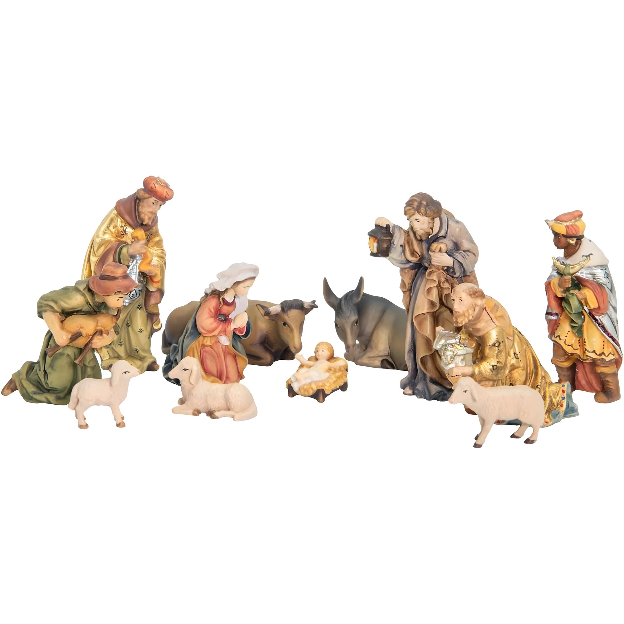 Maple Wood Nativity Scene with 12 Figures – Hand-Painted