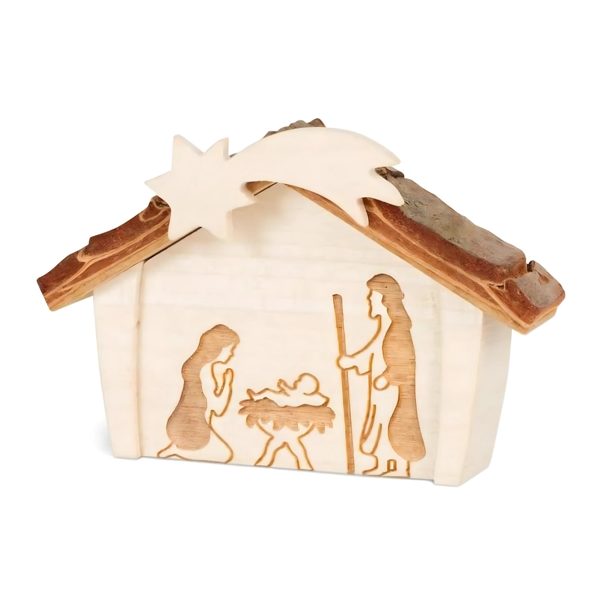 Presépio de Natal Estilizado em Madeira 6 cm | Coleção Sagrada Família