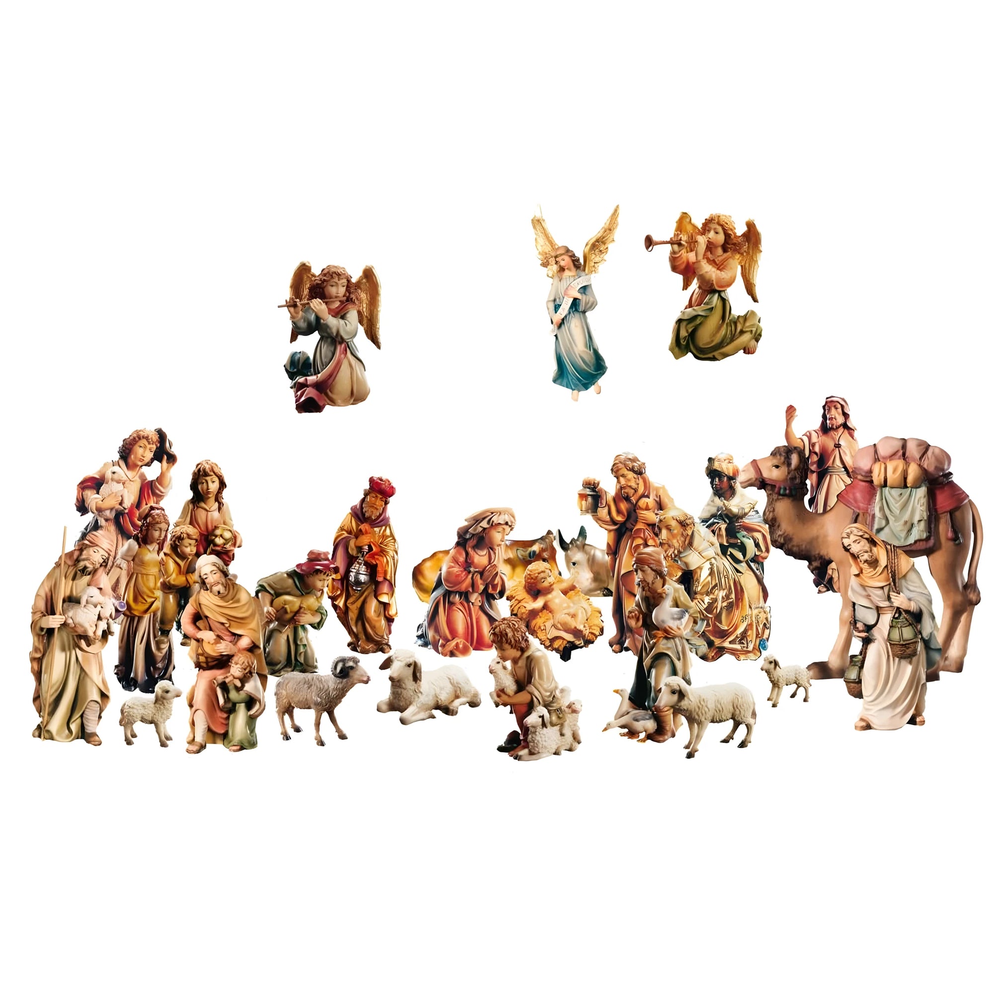Nativity Scene in Wood Matteo - Complete Set 27 Handcrafted Figurines
