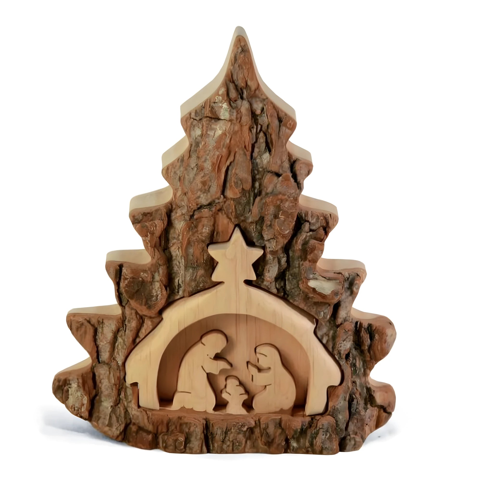 Nativity Scene wood carved 6,4 x 5,2 inch