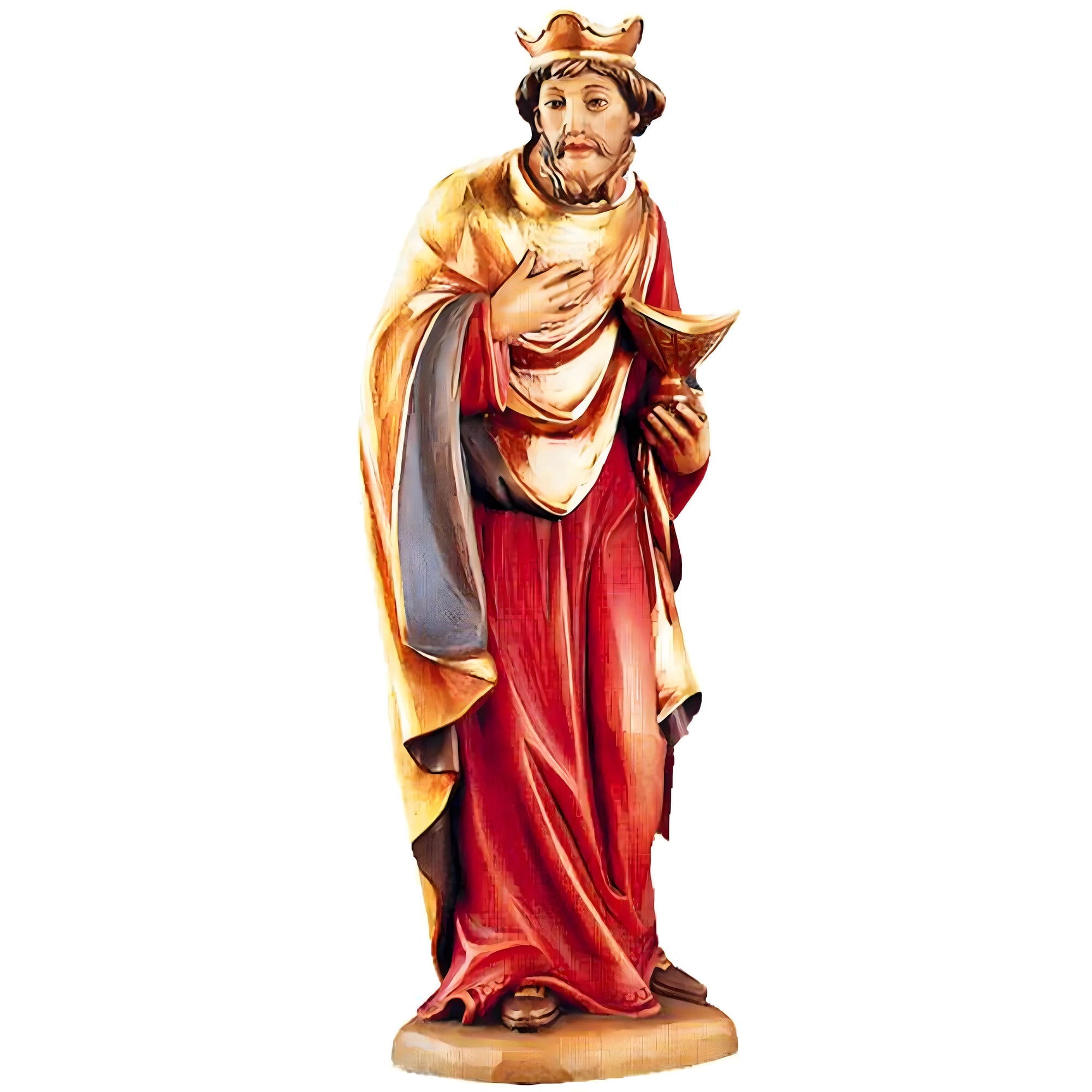 Colored Maple Wood Wise Man Melchior 40 cm | Val Gardena Handicrafts
