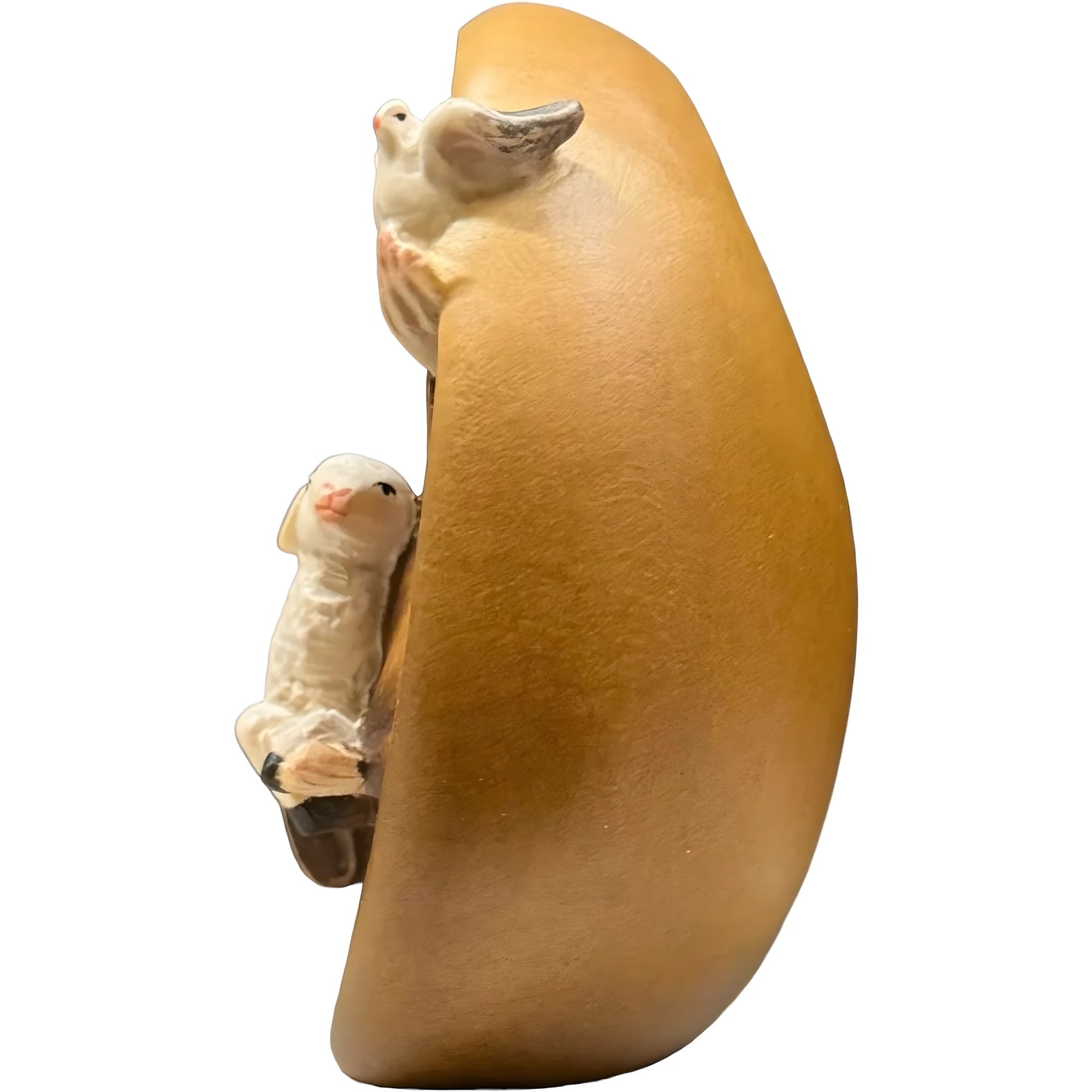 Rilievo da Parete in Legno San Francesco con Agnello e Colomba