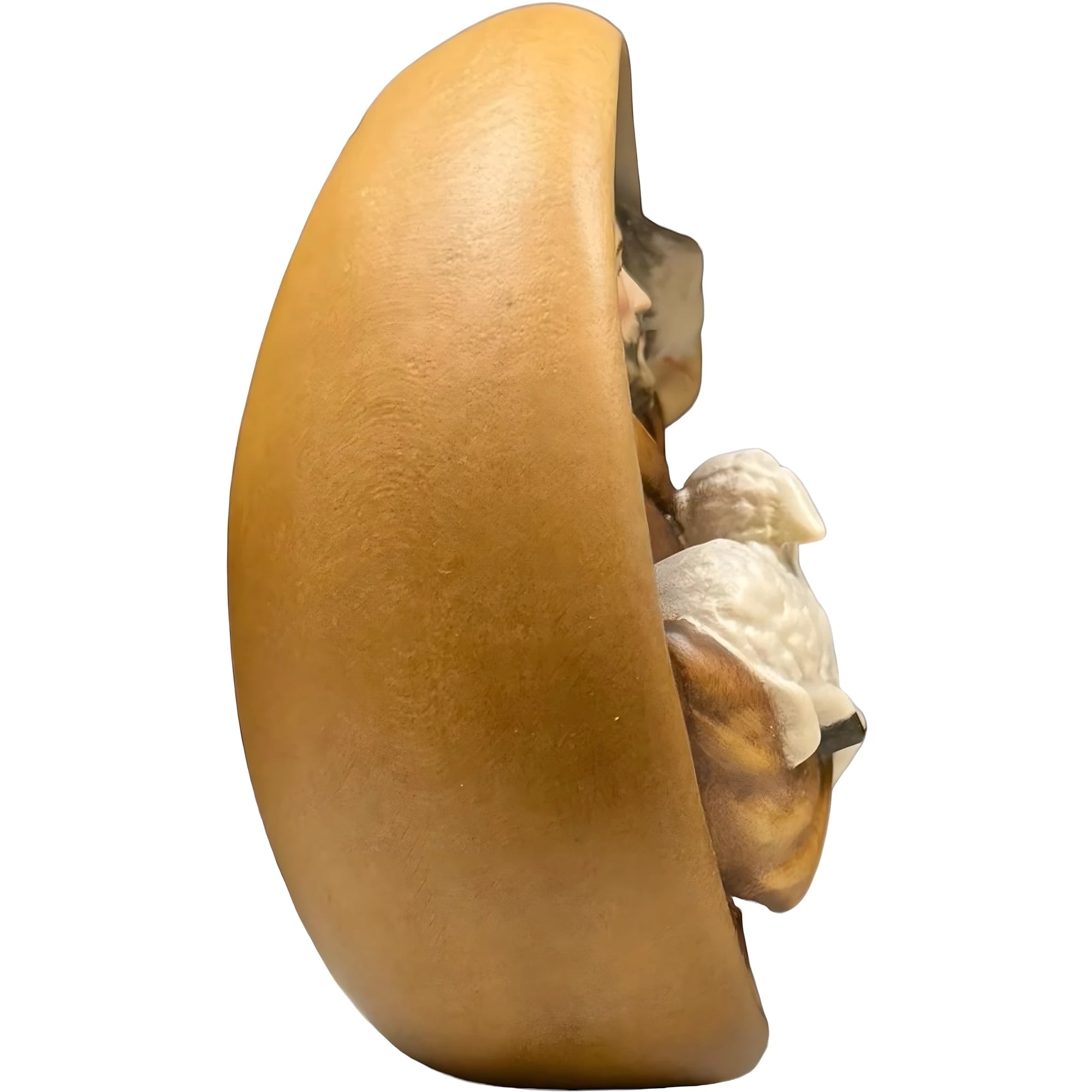 Rilievo da Parete in Legno San Francesco con Agnello e Colomba