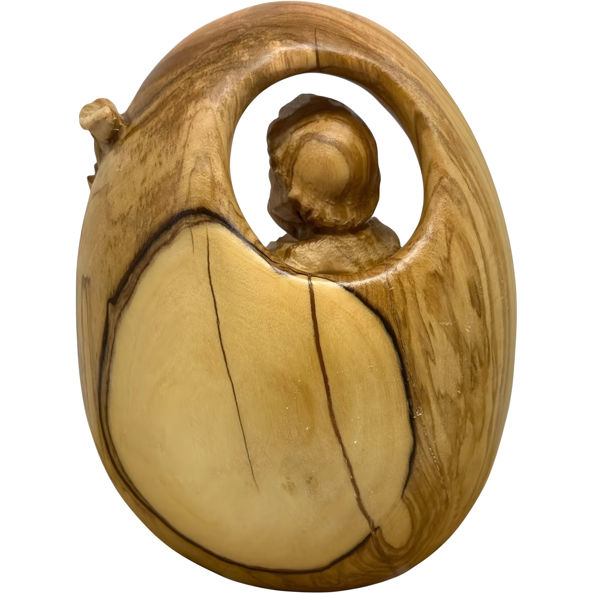 Rilievo da Parete in Legno San Francesco con Agnello e Colomba