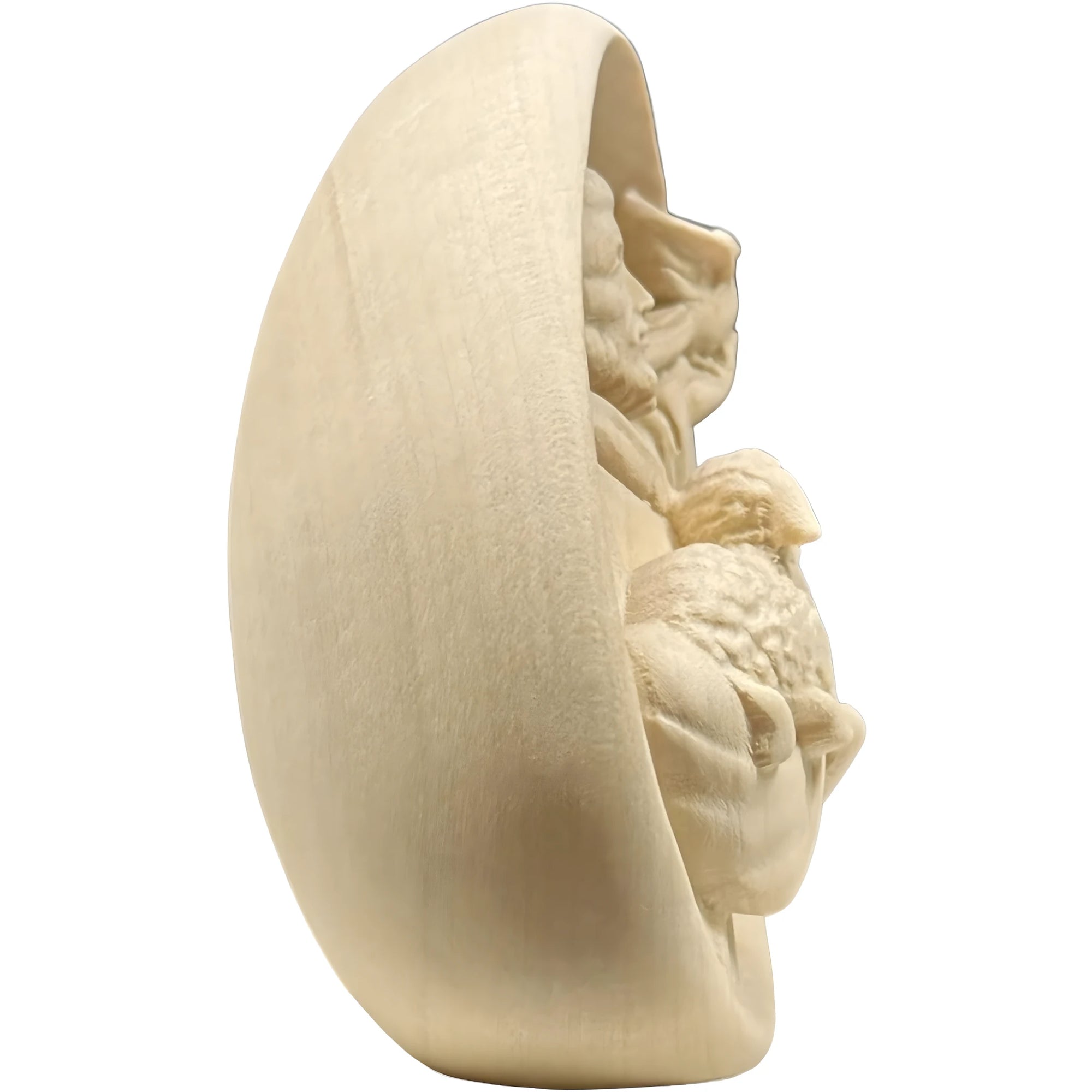 Rilievo da Parete in Legno San Francesco con Agnello e Colomba