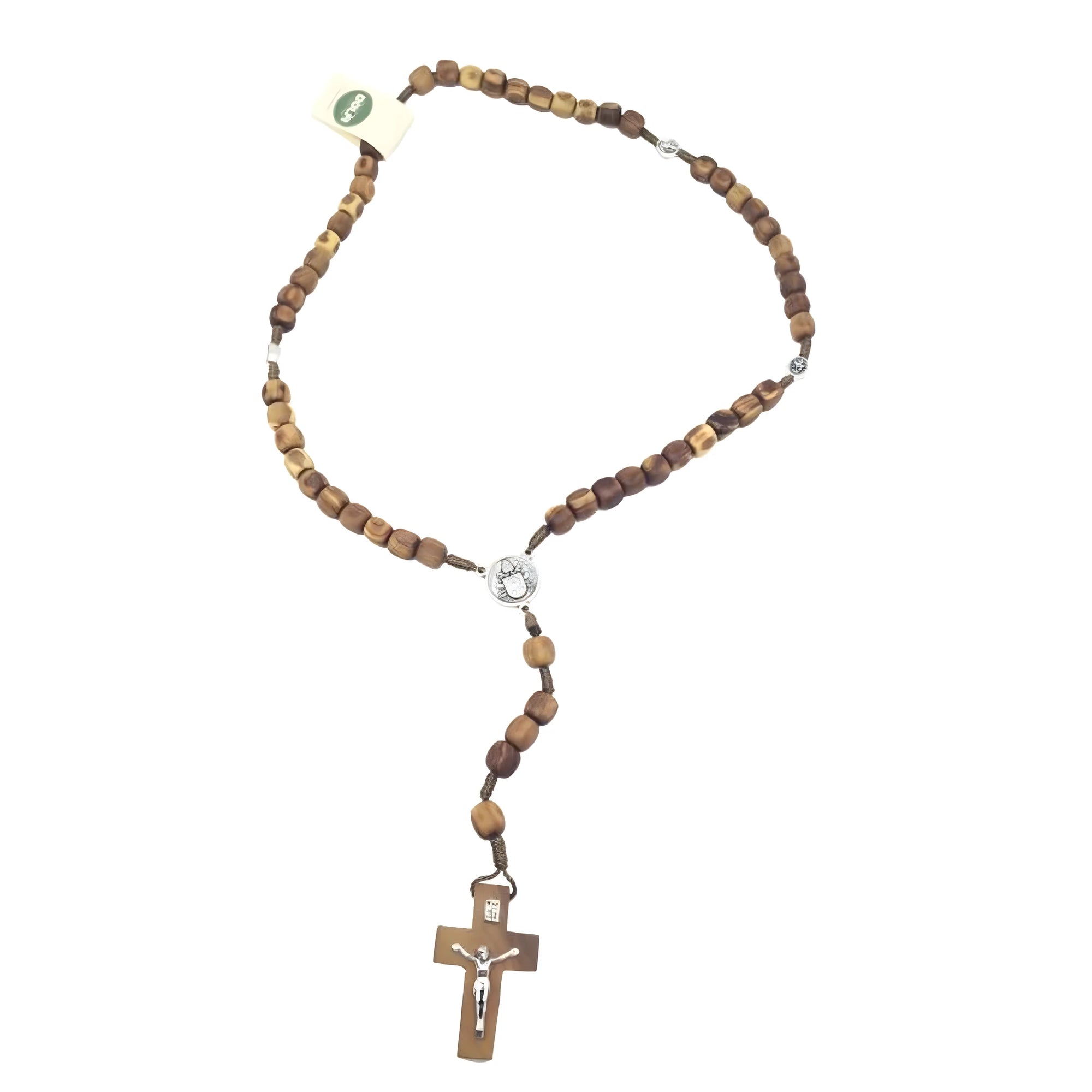Rosario di Legno d'Olivo Cubico con Crocifisso Artigianale