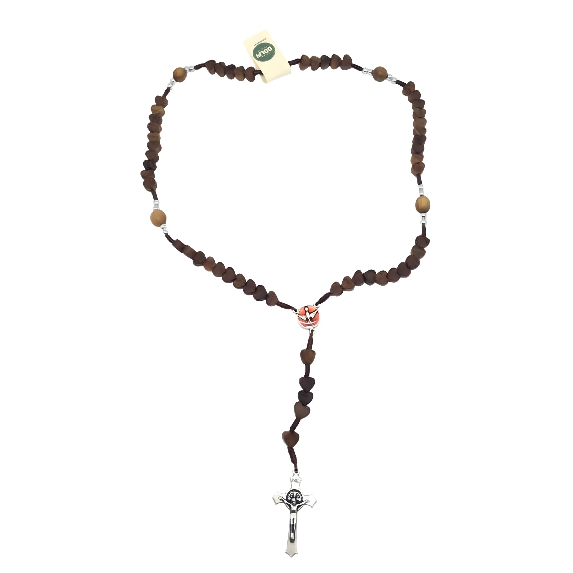 Rosario di Legno d'Ulivo Artigianale con Grani a Cuore