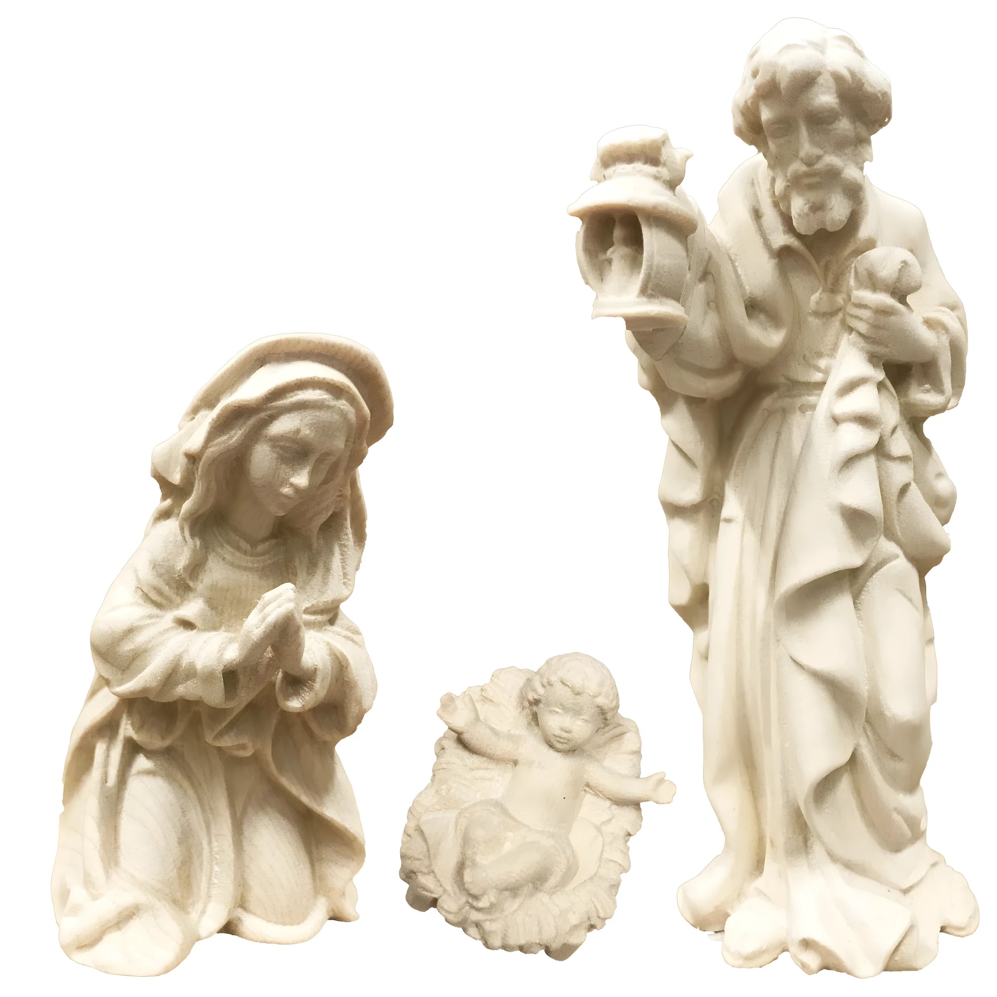 Holy Family 3 pieces in Painted Wood | Handcrafted Nativity Set