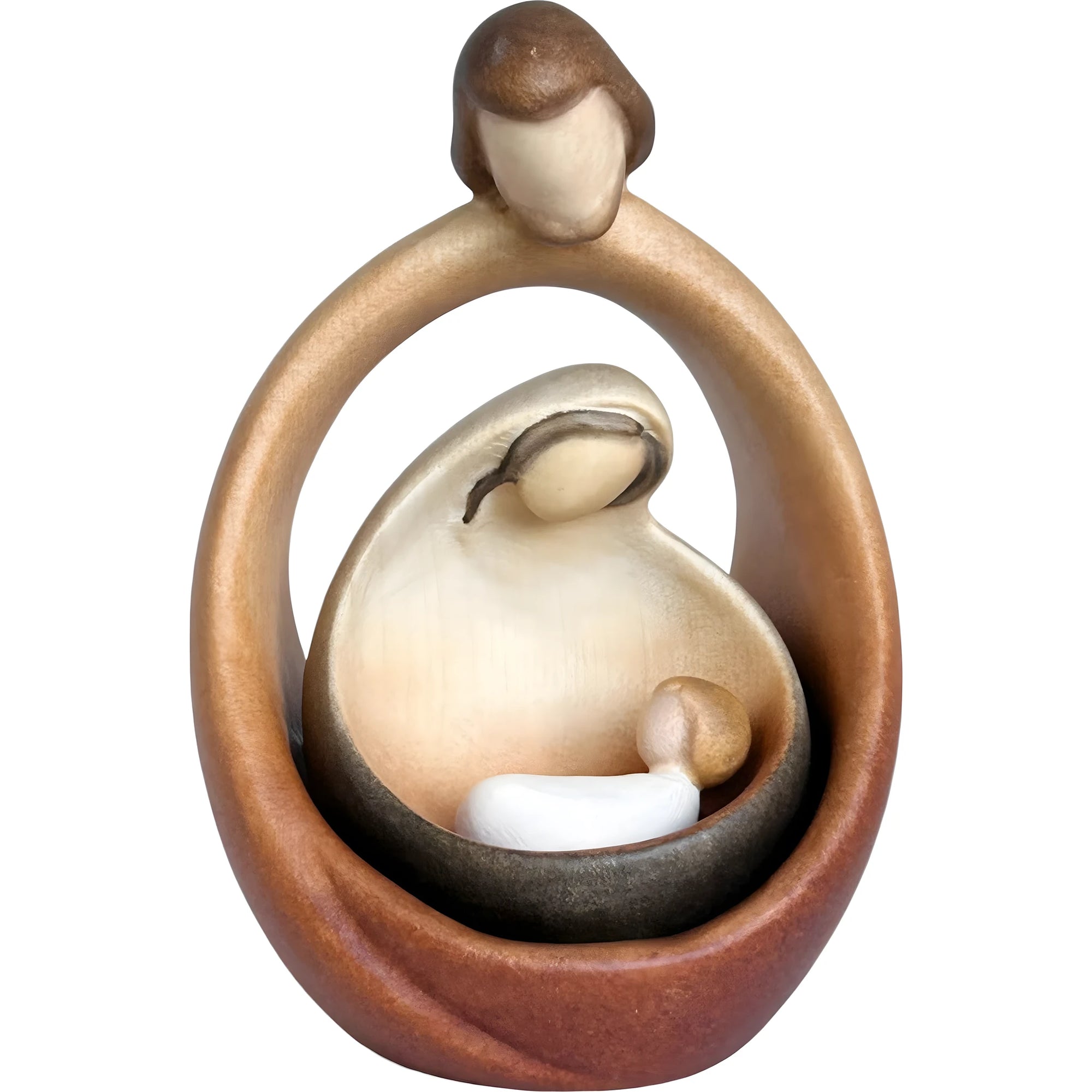 Sacred Family Modern Minimalist Nativity Scene - Val Gardena Wood Sculpture