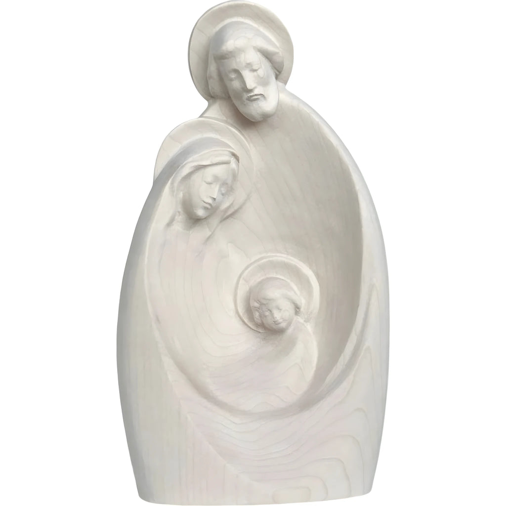 Sainte Famille Stylisée en Bois d'Érable Naturel | Sculpture Artisanale Val Gardena