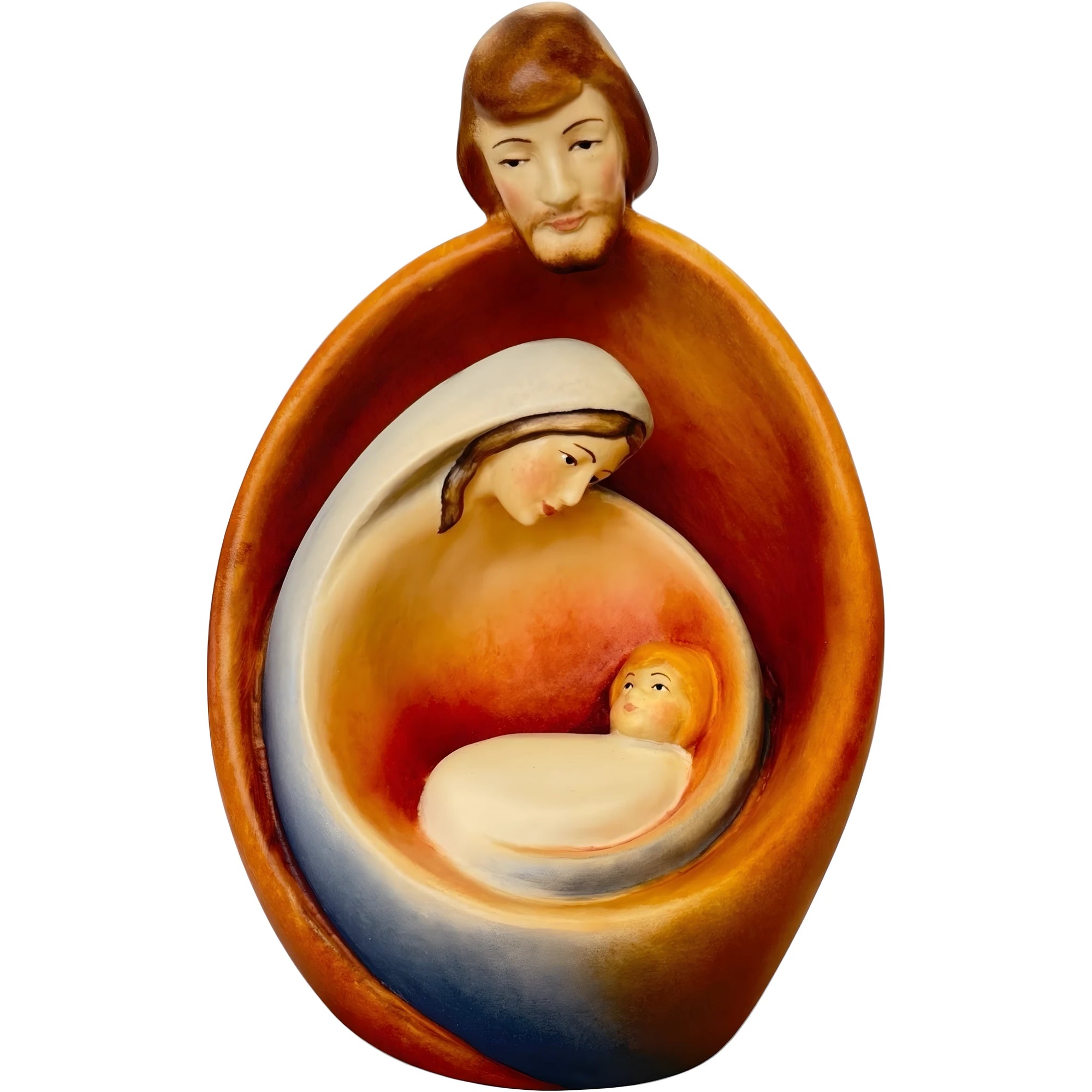 Stylized Holy Family in Maple Wood – Modern Nativity Sculpture