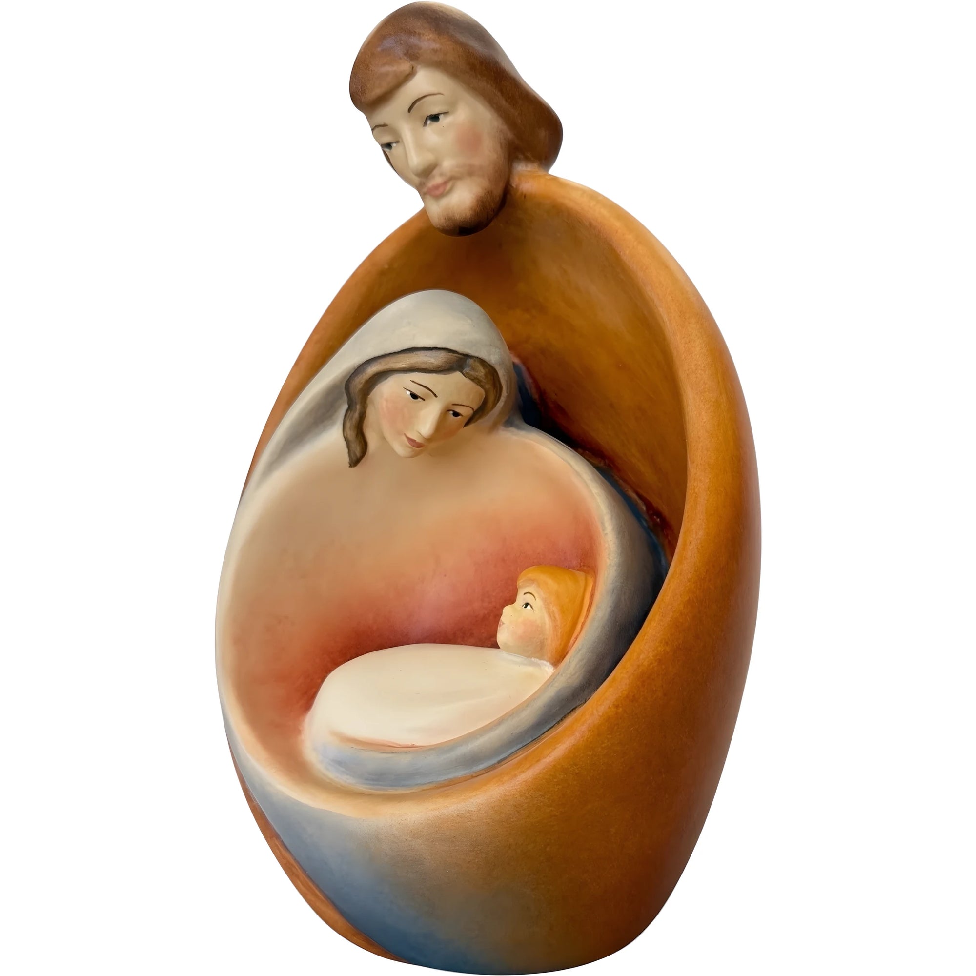 Stylized Holy Family in Maple Wood – Modern Nativity Sculpture
