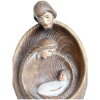 Stilisierte Heilige Familie aus Ahornholz – Moderne Krippenskulptur