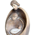 Stilisierte Heilige Familie aus Ahornholz – Moderne Krippenskulptur