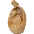 Stilisierte Heilige Familie aus Ahornholz – Moderne Krippenskulptur
